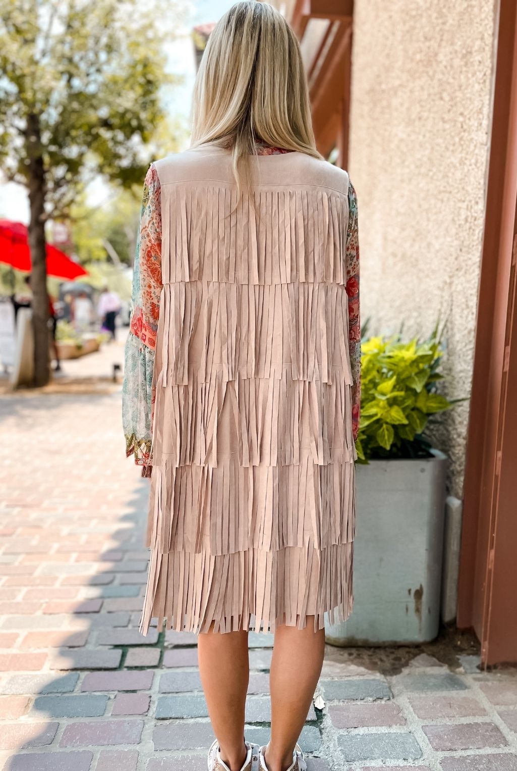 Fringe With Benefits Vest - Blush