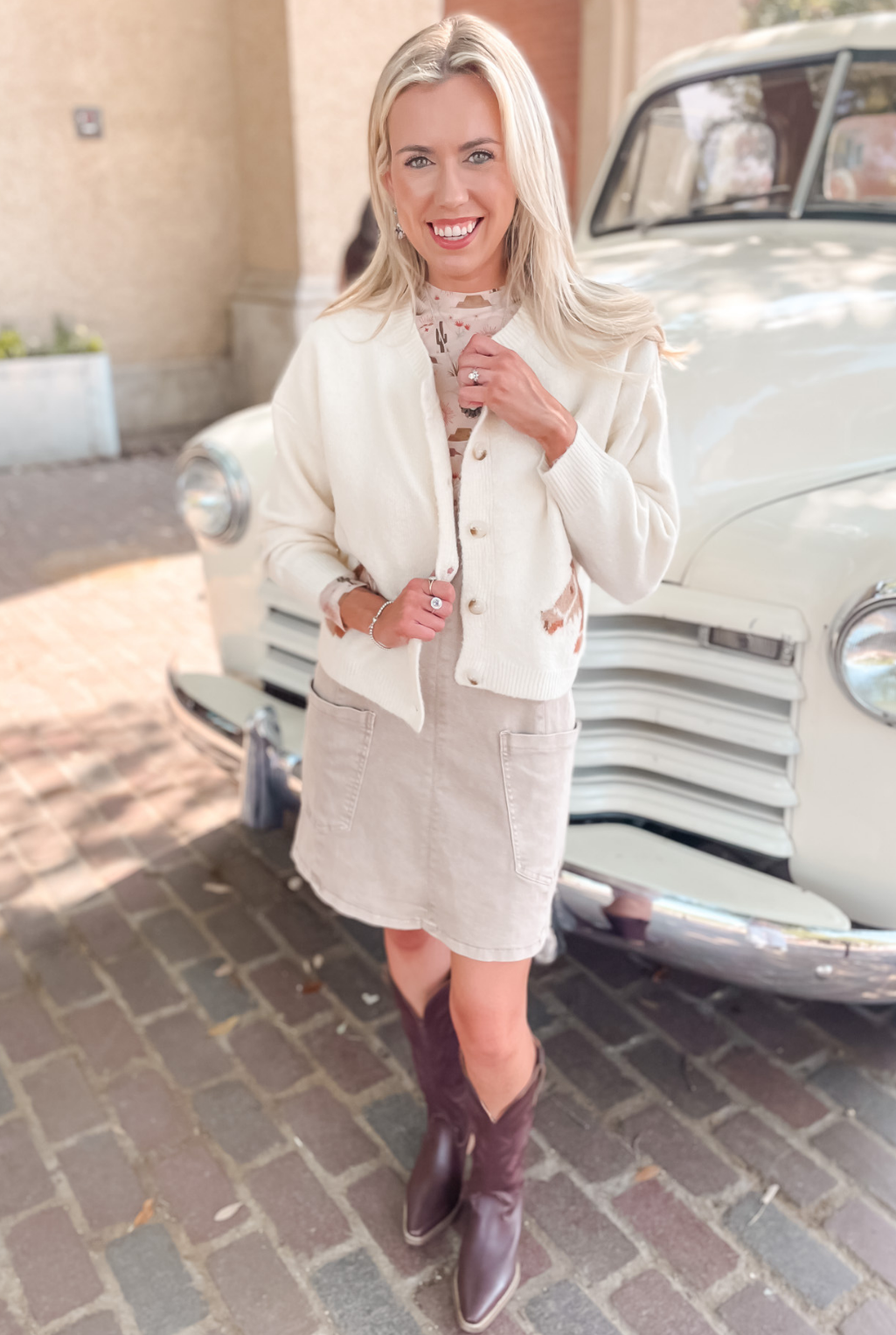 Horse Heads Cardigan - Ivory