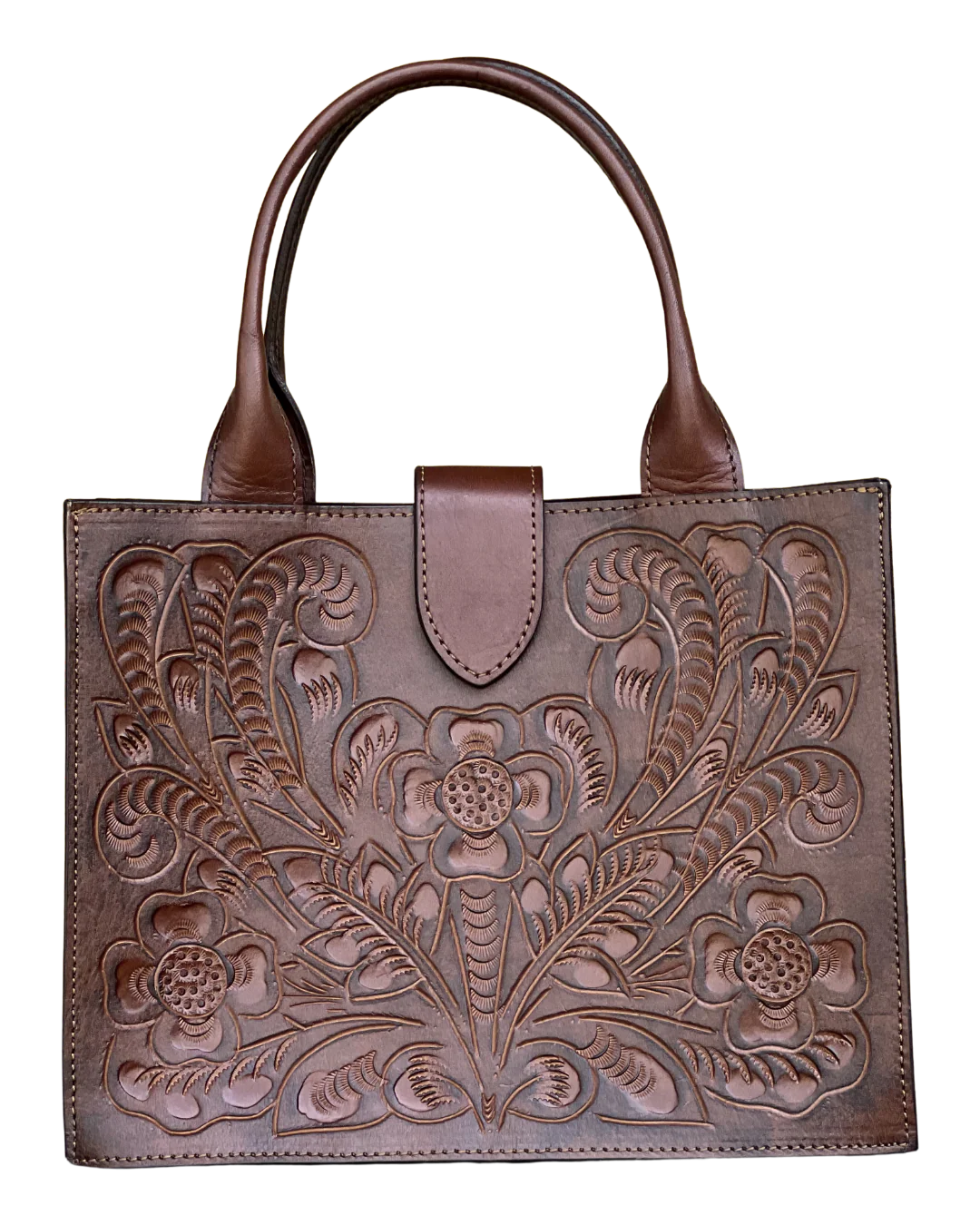 Alice Tooled Leather Handbag - Chocolate