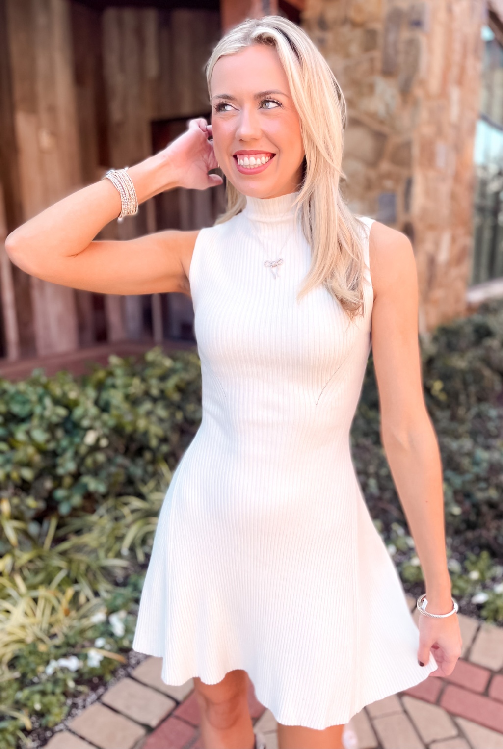 Dorothy Knit Skater Dress - Cream