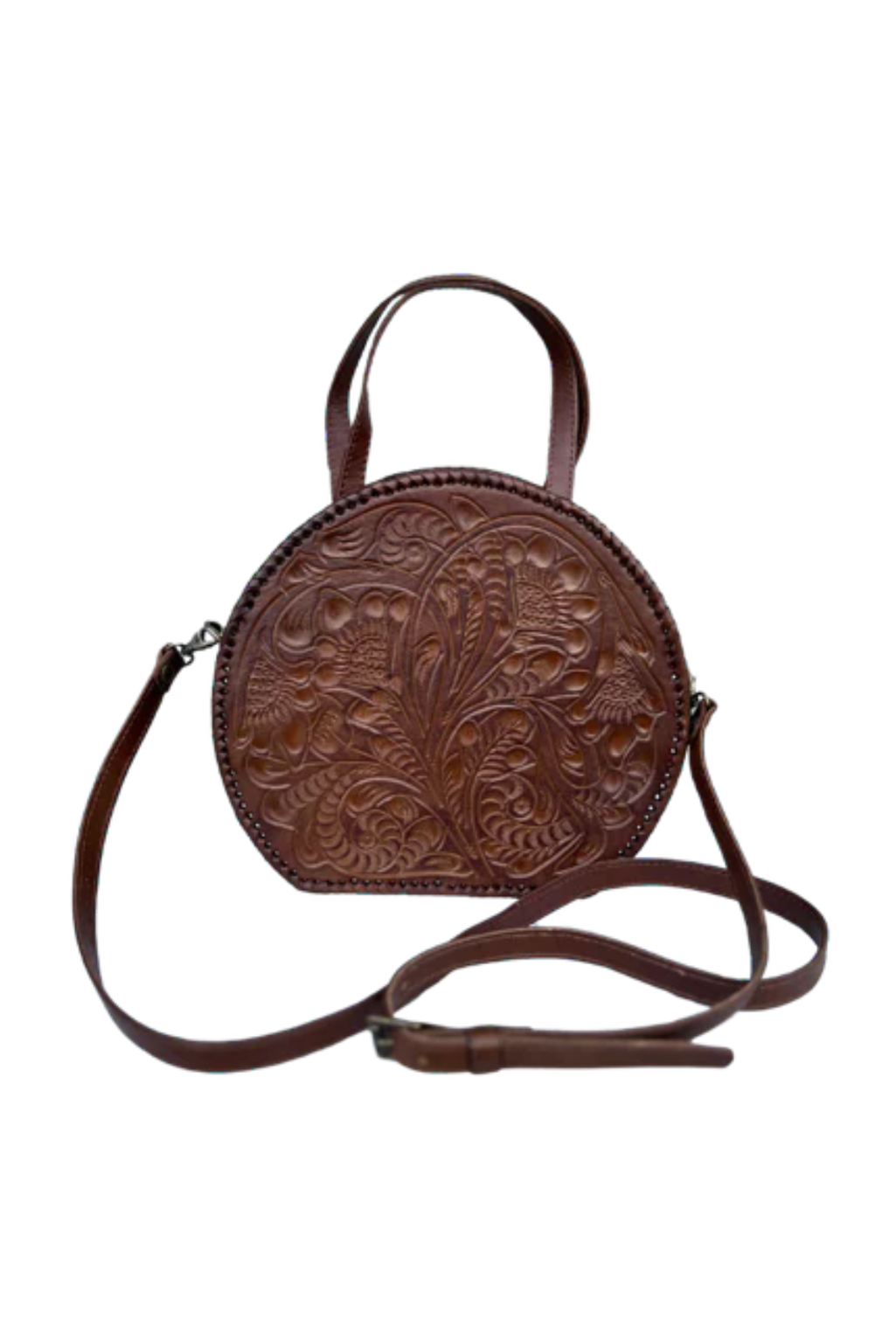 Dixie Tooled Leather Handbag - Camel
