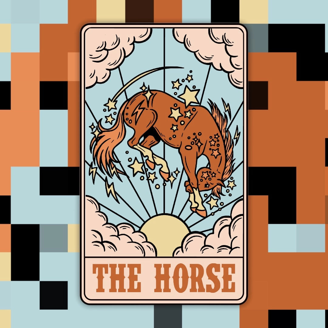Horse Cowgirl Card Sticker - Tucker Brown