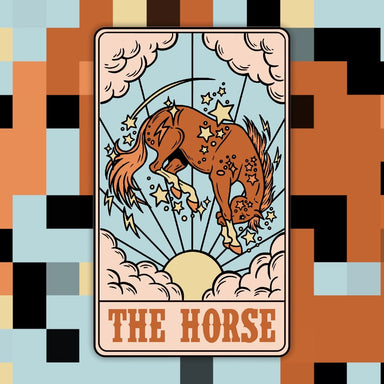 Horse Cowgirl Card Sticker - Tucker Brown