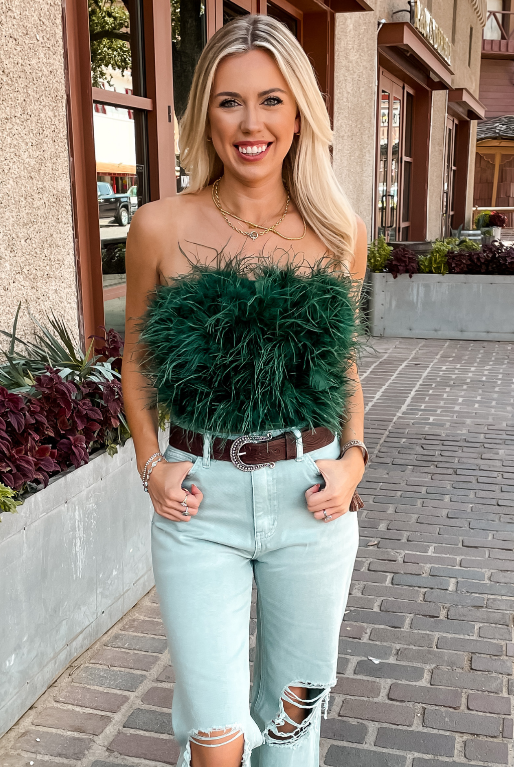 Fancy Feathers Top - Emerald