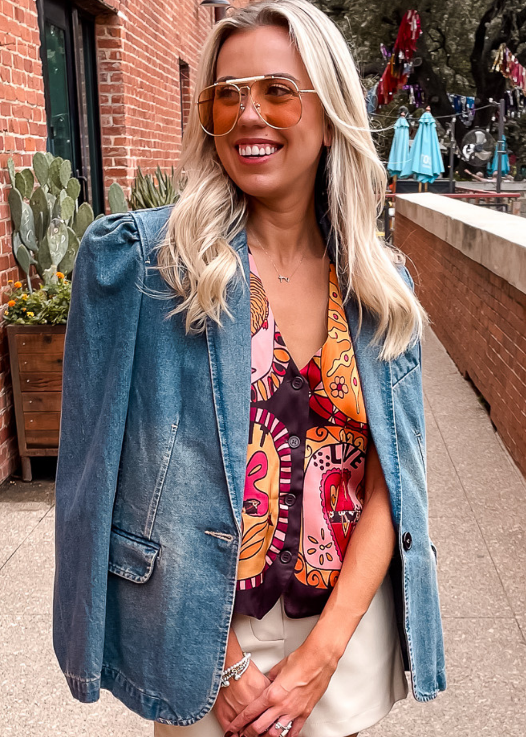 *Washed Denim Blazer - Tucker Brown