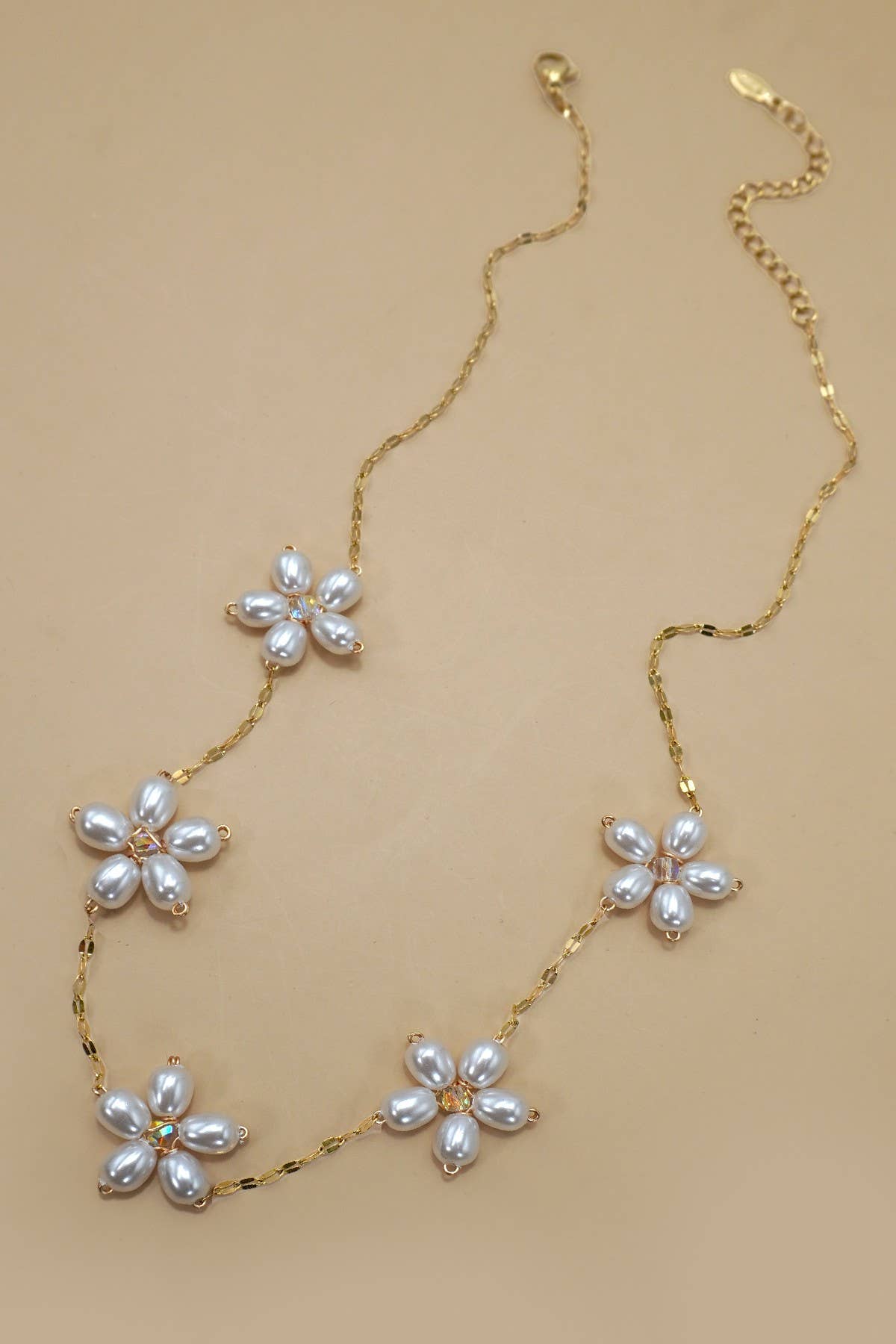 Pearl Flower Petal Necklace