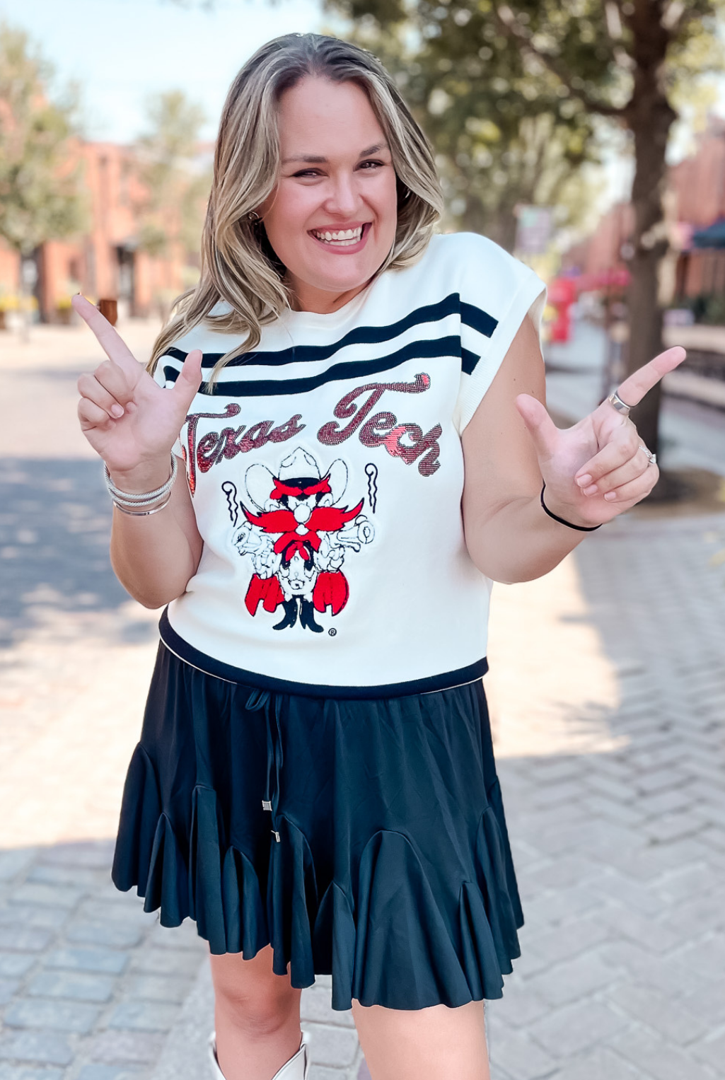Queen Of Sparkles - Raider Red Striped Sweater