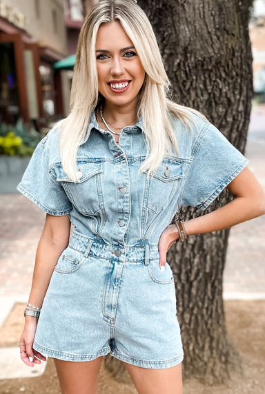 On The Road Again Denim Romper – Mabel & Lou Boutique