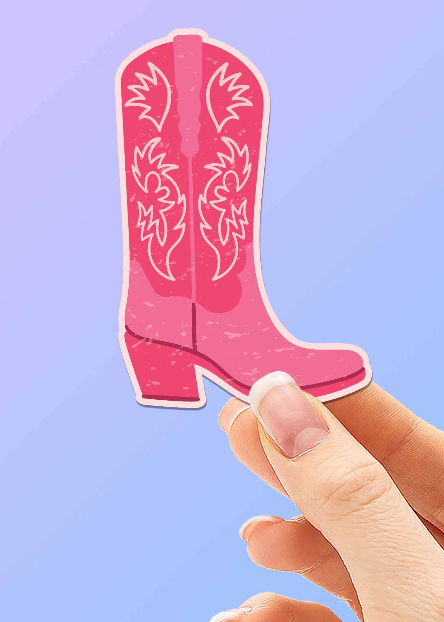 Pink Cowgirl Boots Sticker - Tucker Brown