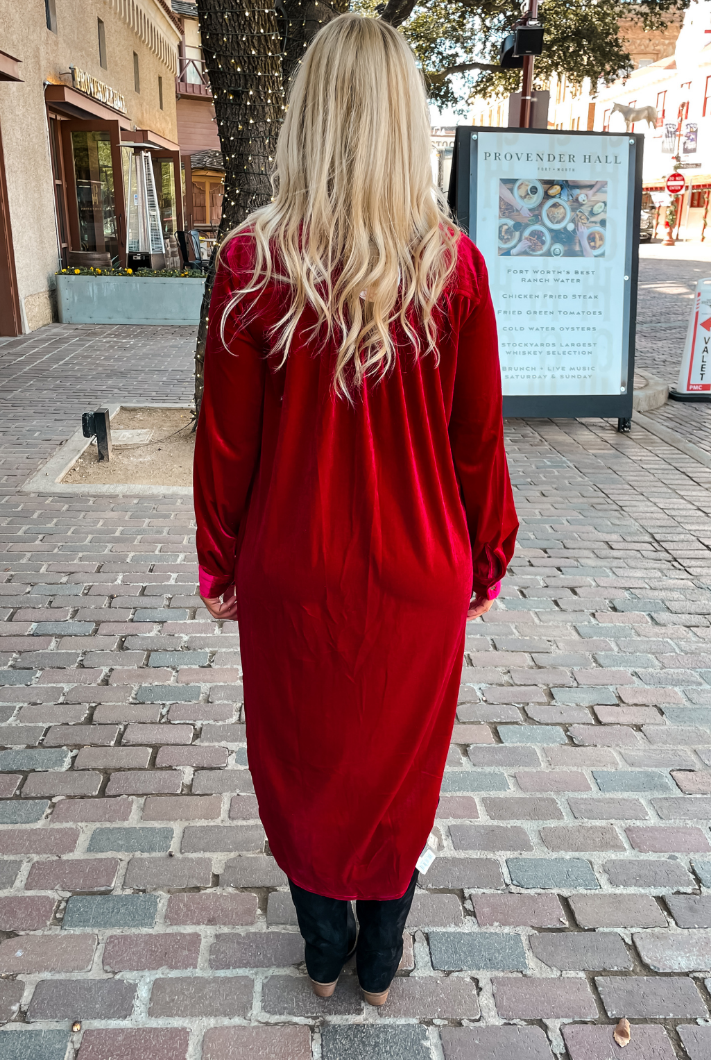 Cranberry Velvet Duster