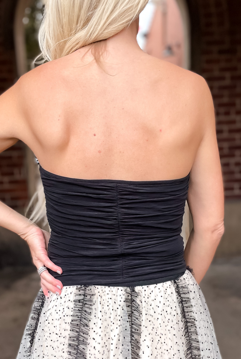Pleated Corset Top - Black