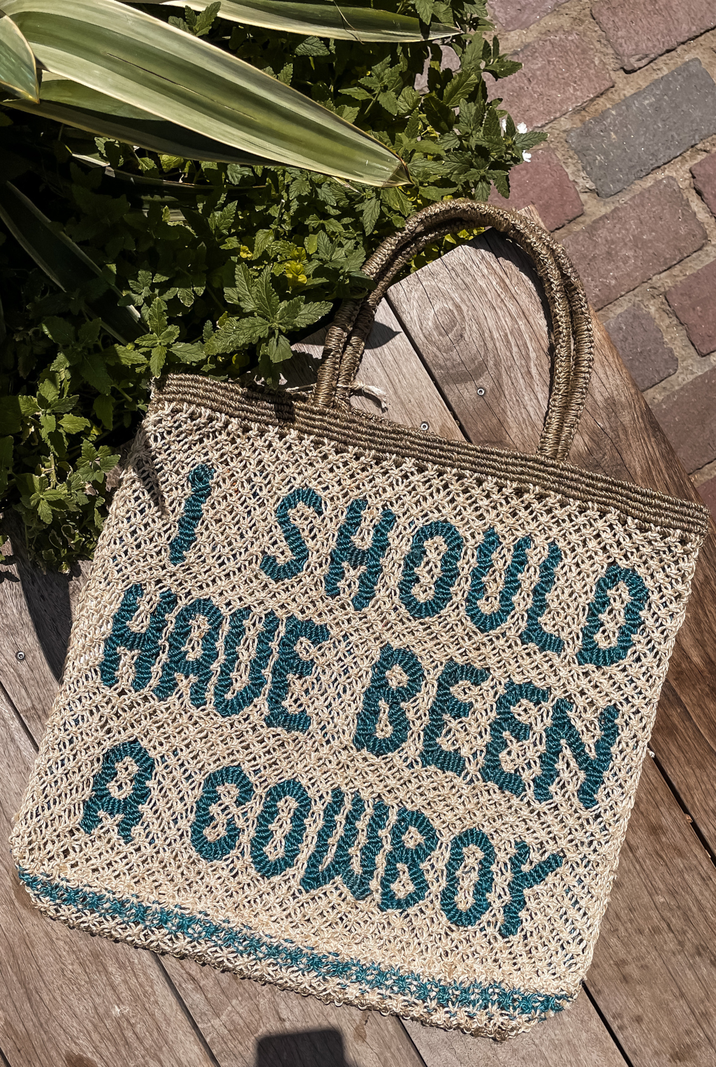 Been A Cowboy Jute Handbag - Indigo/Olive