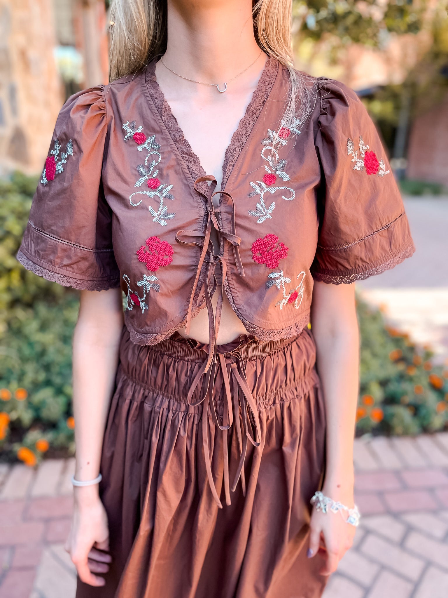 Chocolate + Roses Embroidered Set