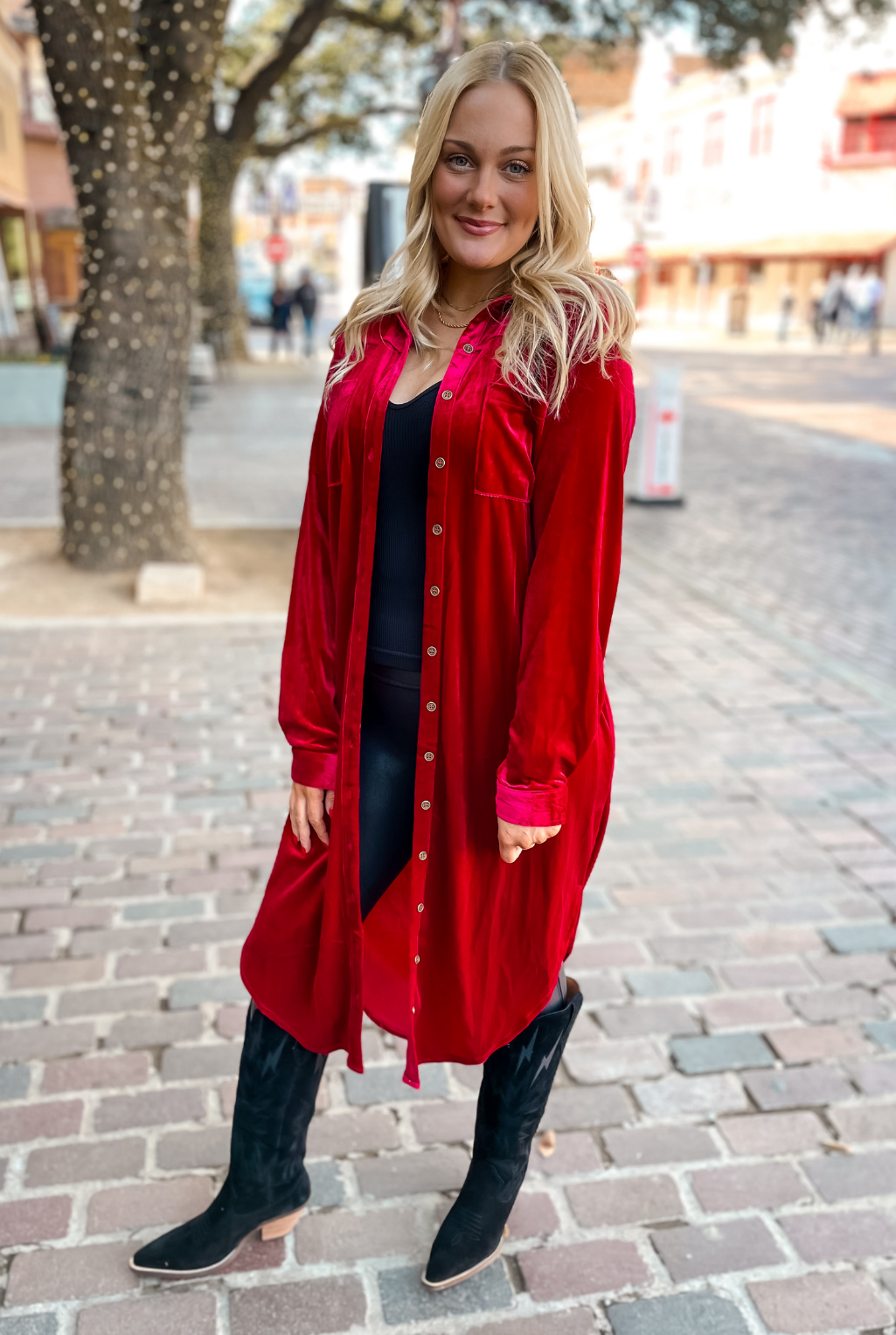Cranberry Velvet Duster
