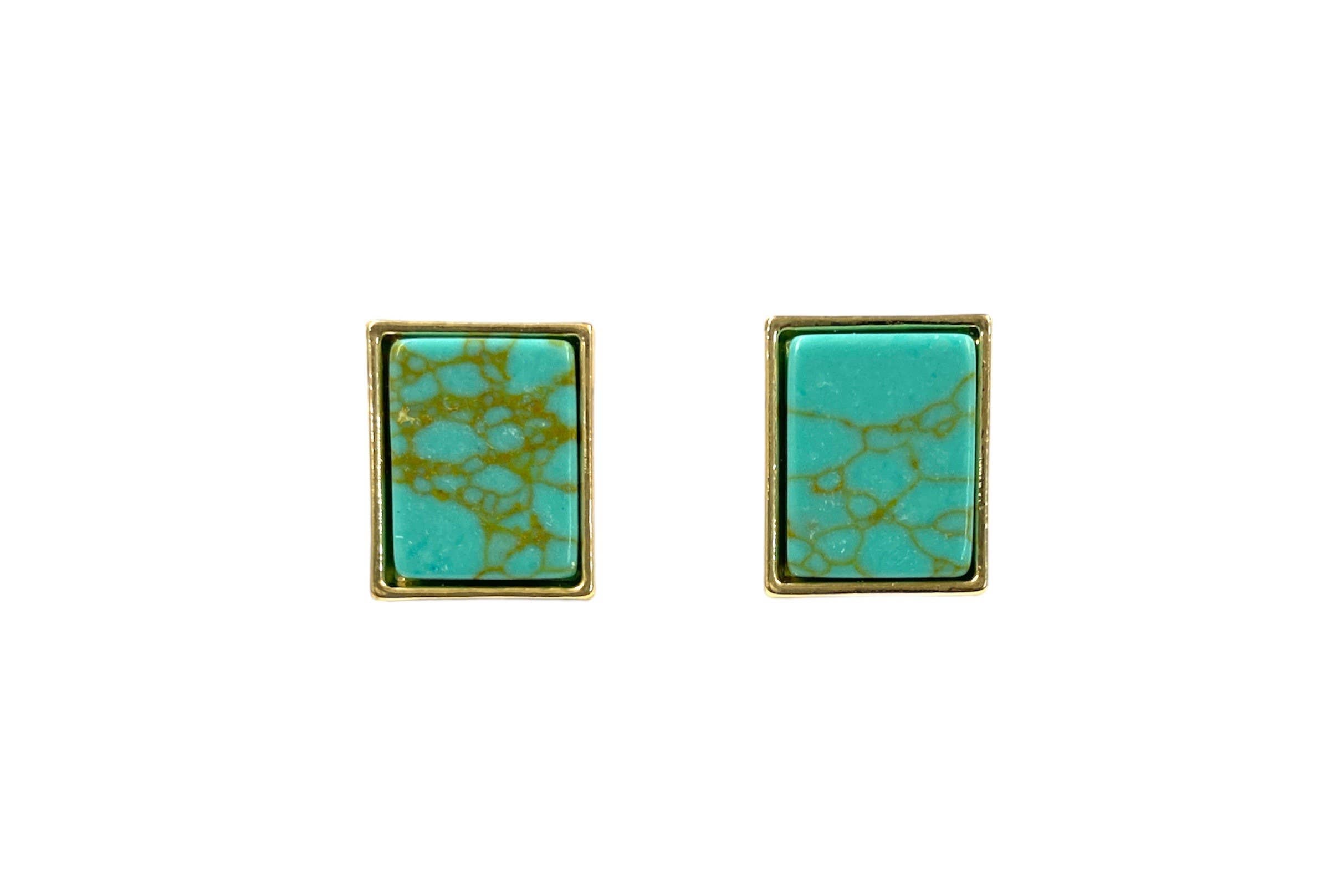 Rectangular Stud Earrings - Turquoise - Tucker Brown