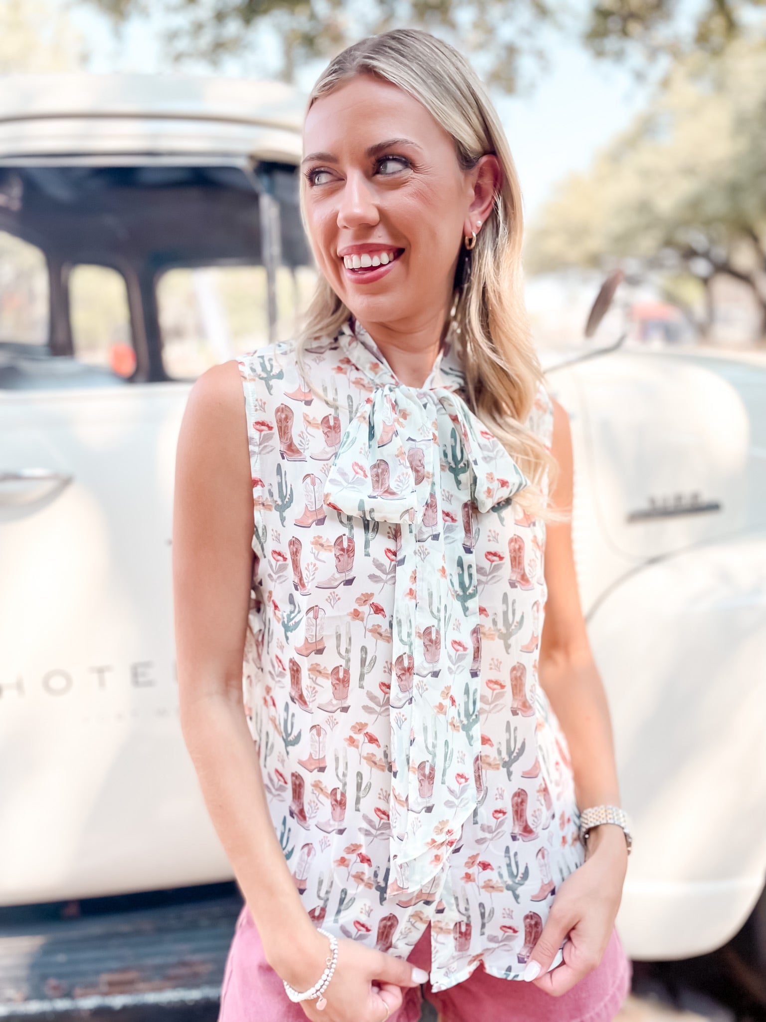 Boots & Cactus Sleeveless Tie Top