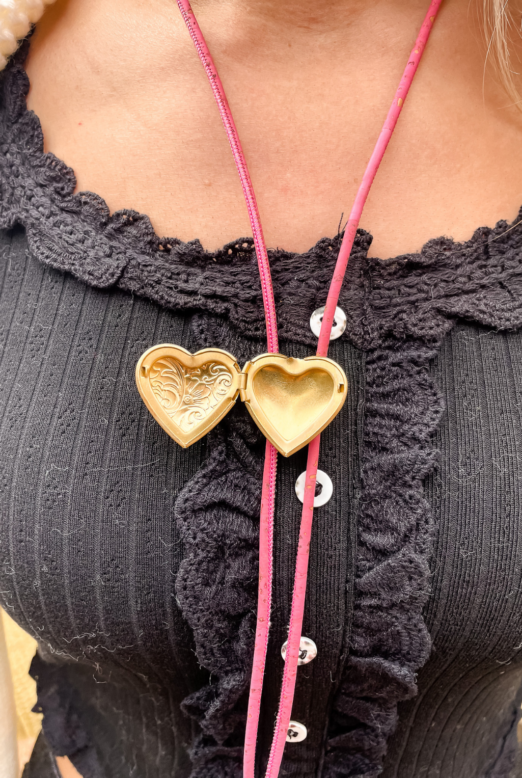 Locket Bolo Tie - Pink