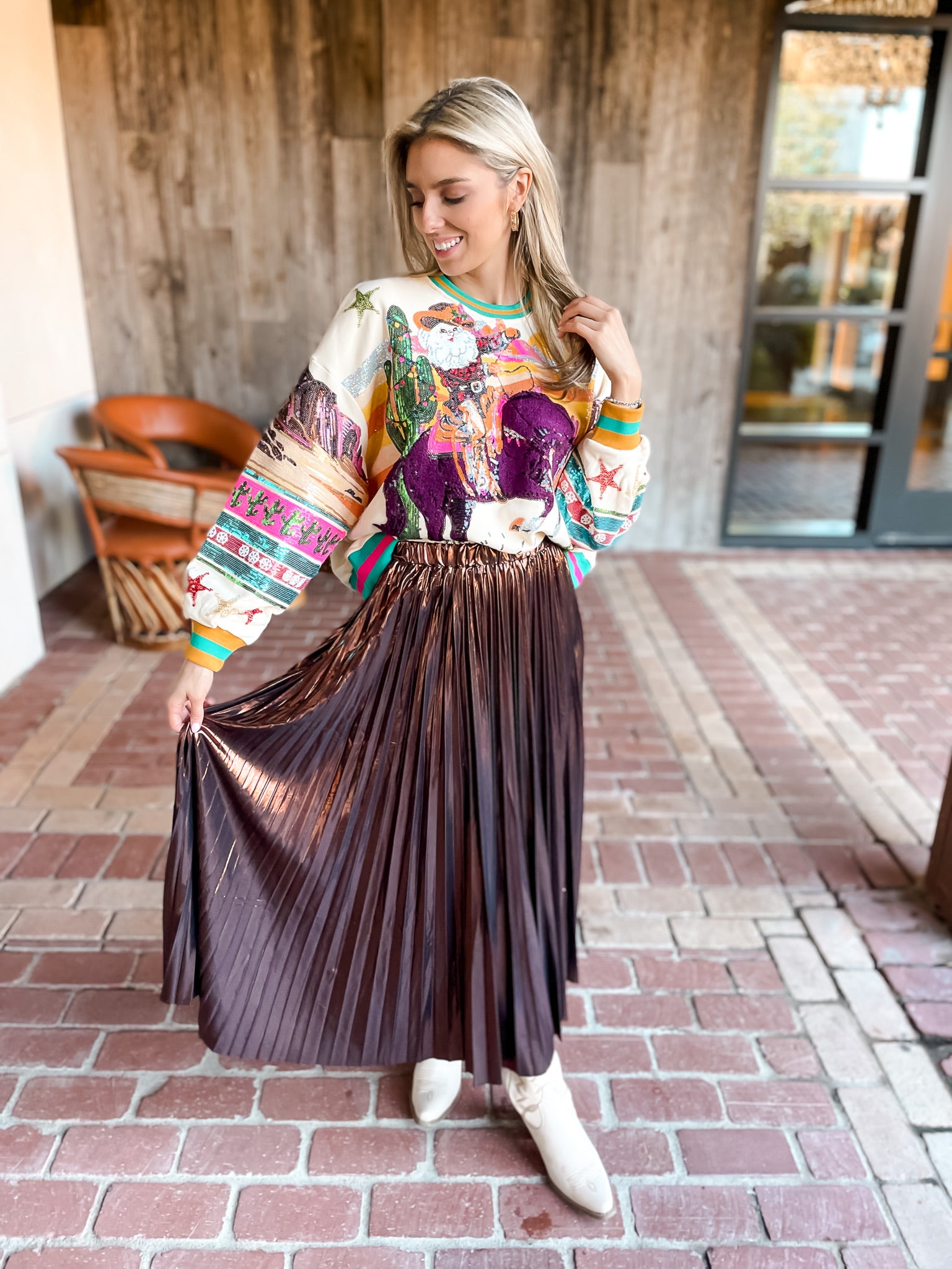 Alessandra Pleated Skirt - Gunmetal