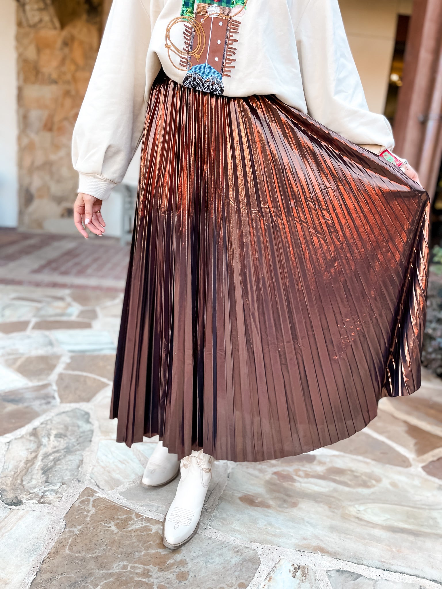 Alessandra Pleated Skirt - Gunmetal