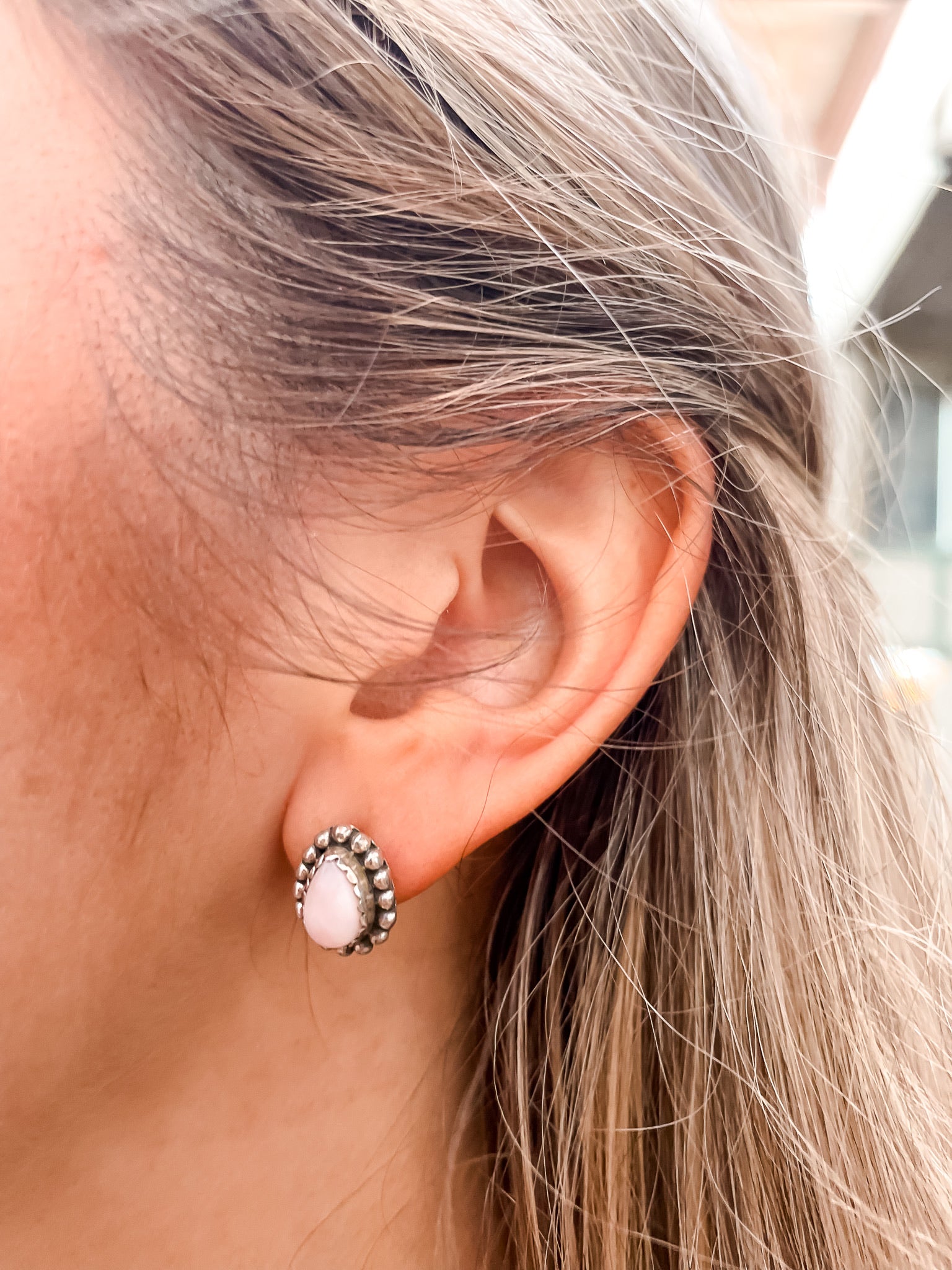 Kingman Turquoise Pink Opal Earrings