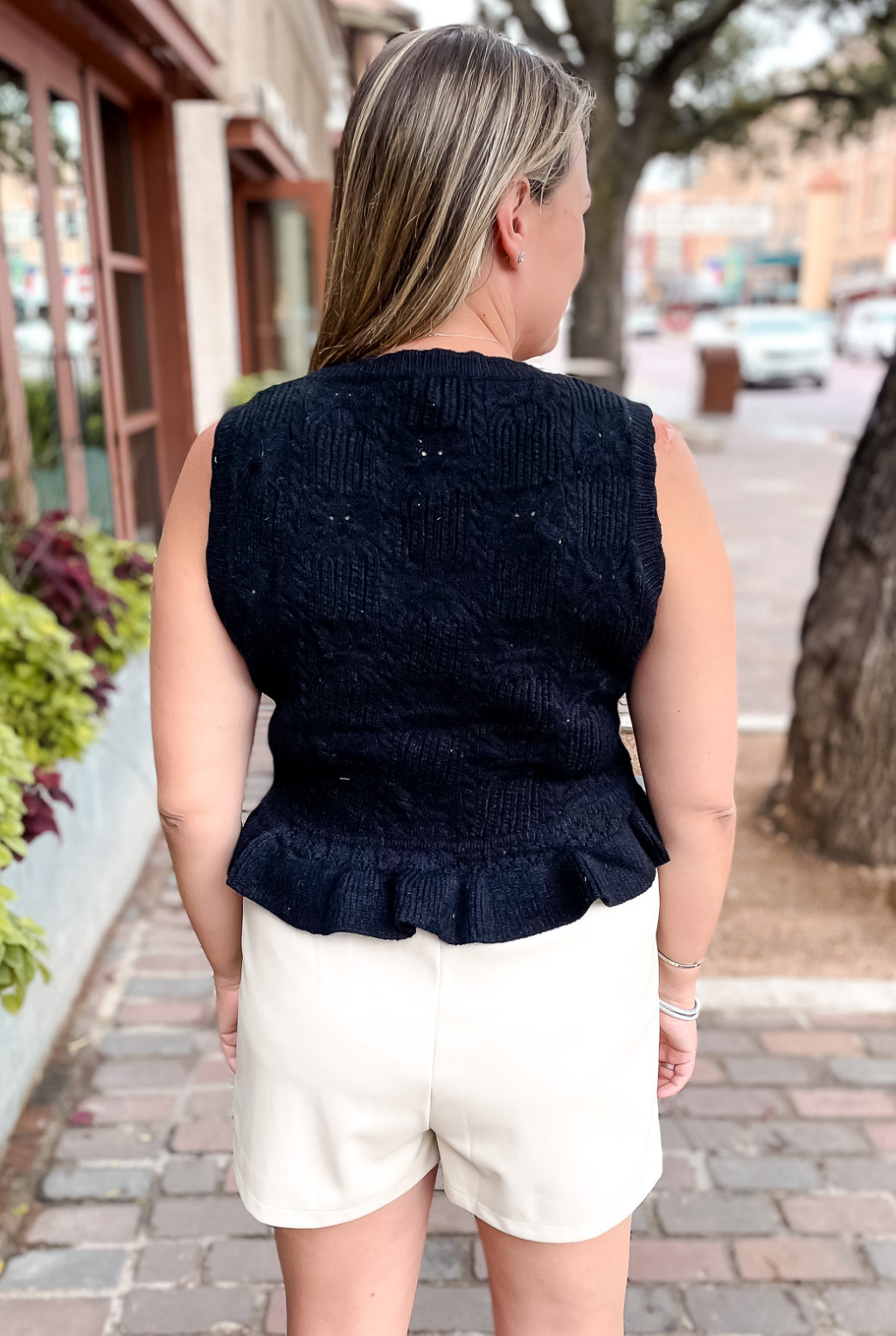 Z Ruffle Hem Cropped Bow Sweater