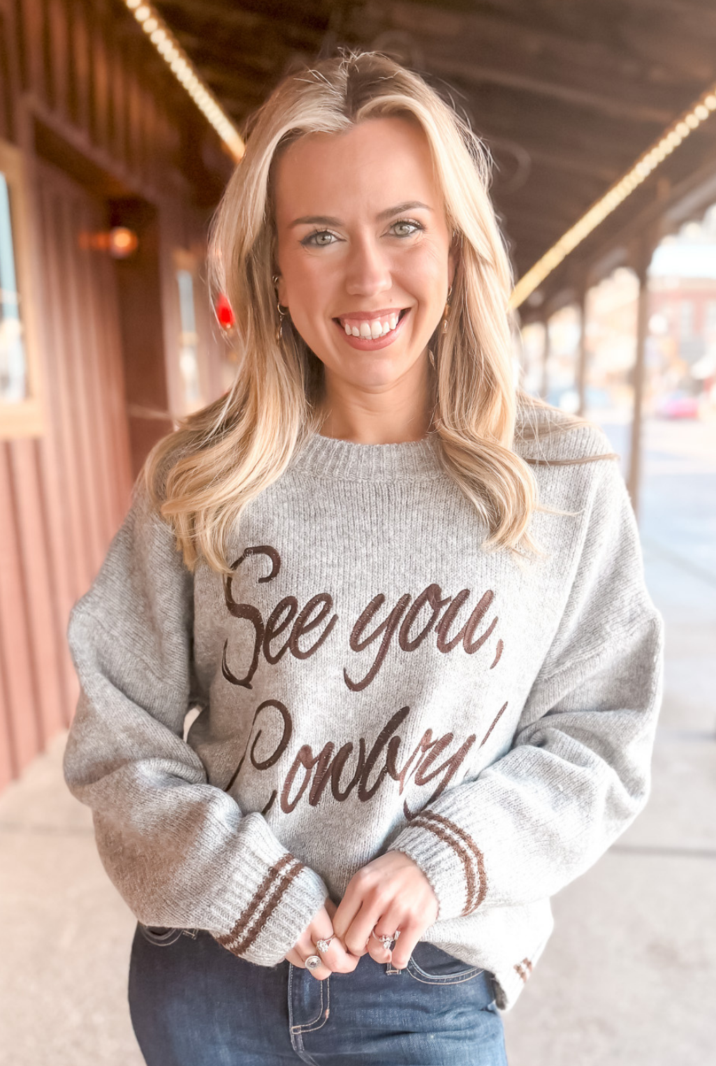 See You Cowboy Sweater - Grey - Tucker Brown