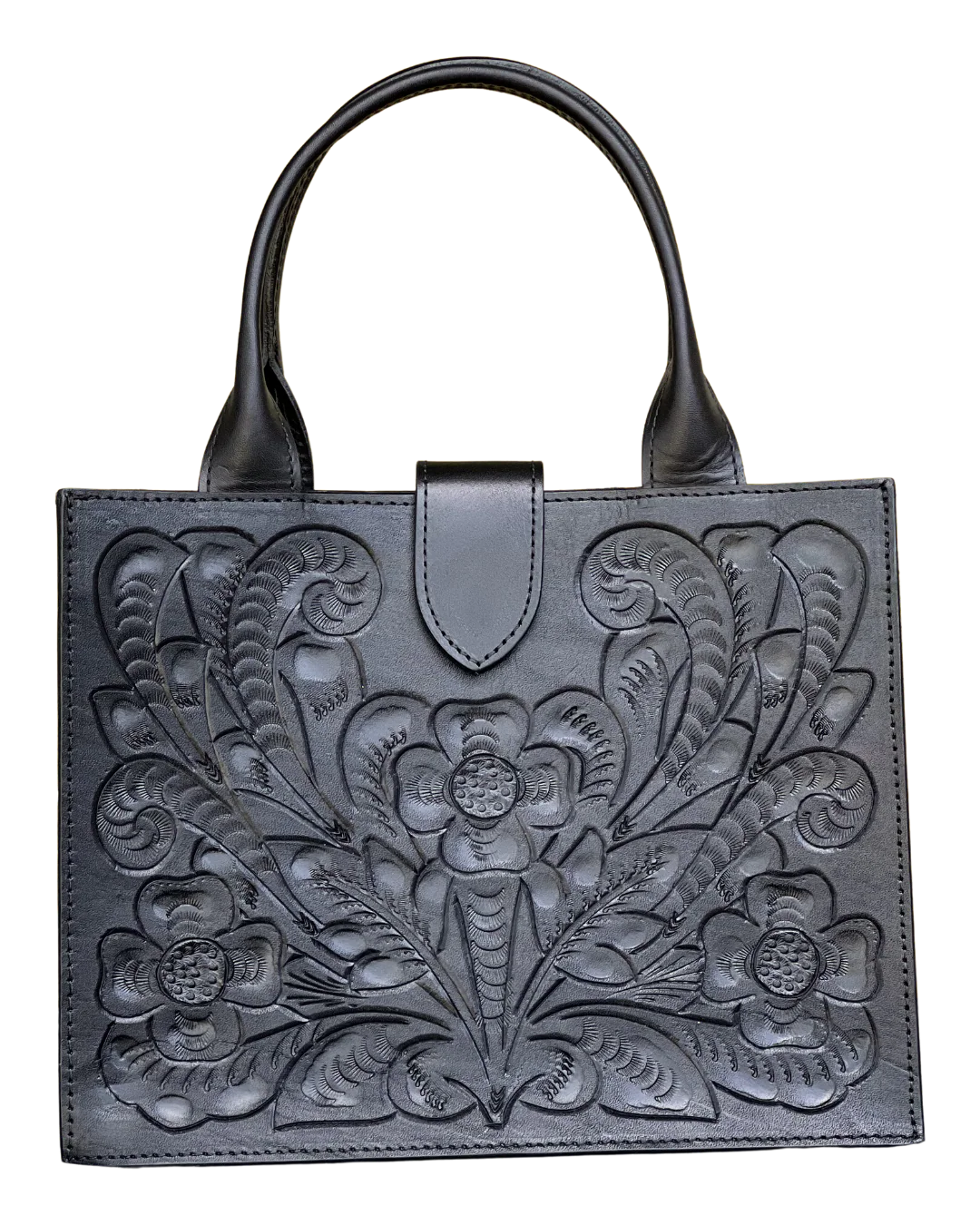 Alice Tooled Leather Handbag - Black