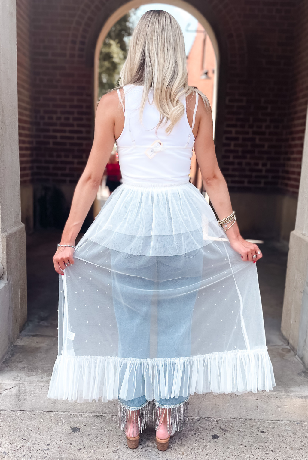 Pearl Overlay Dress — Tucker Brown
