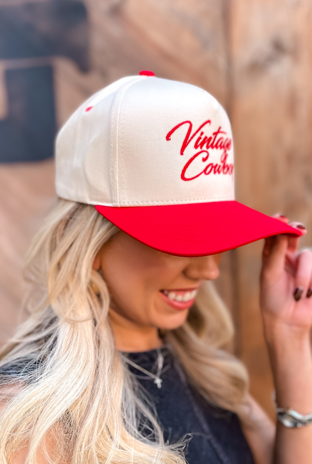 Vintage Cowboy Baseball Cap - Red