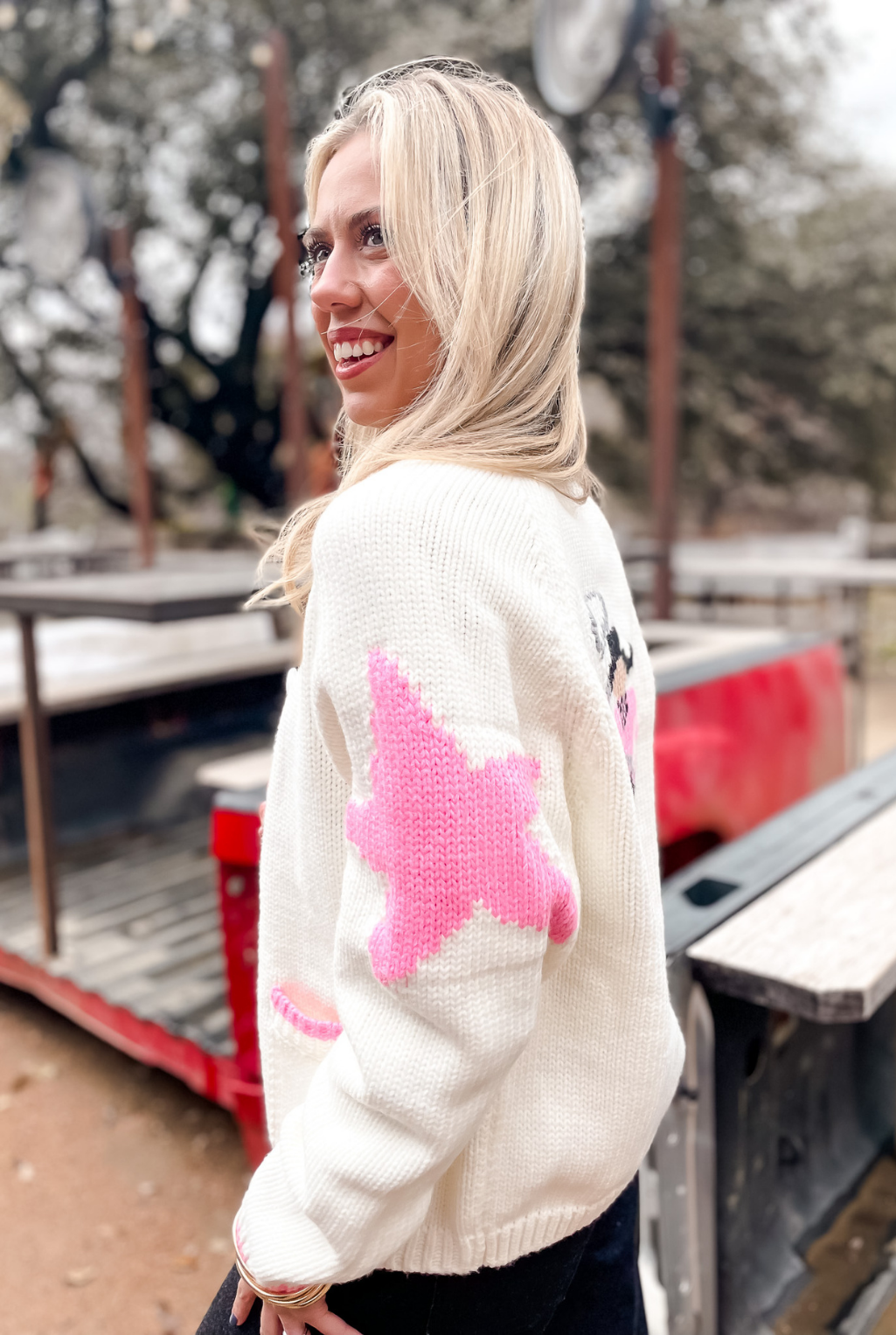 Varsity Cowboy Cardigan - Pink