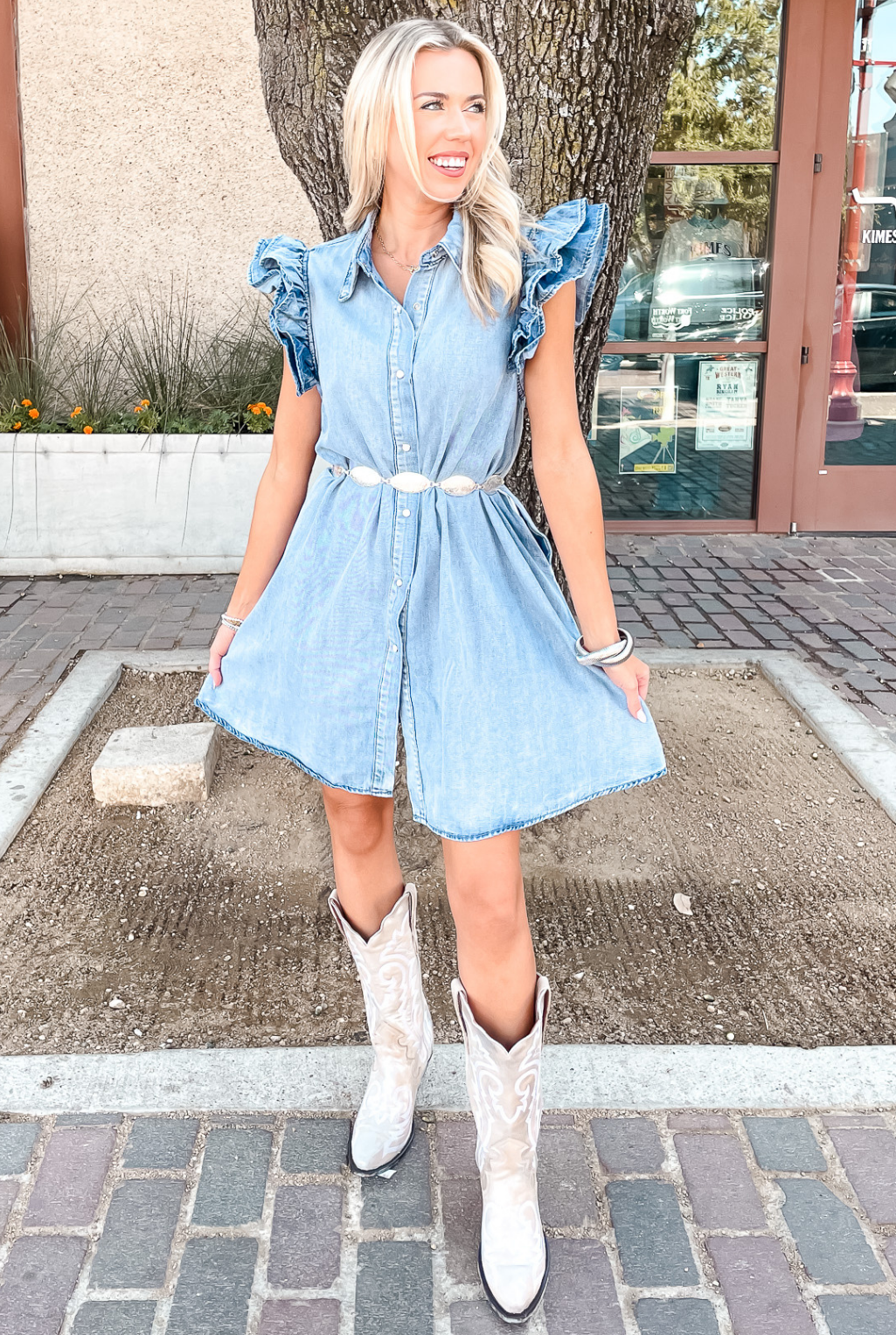 Ruffle Denim Dress