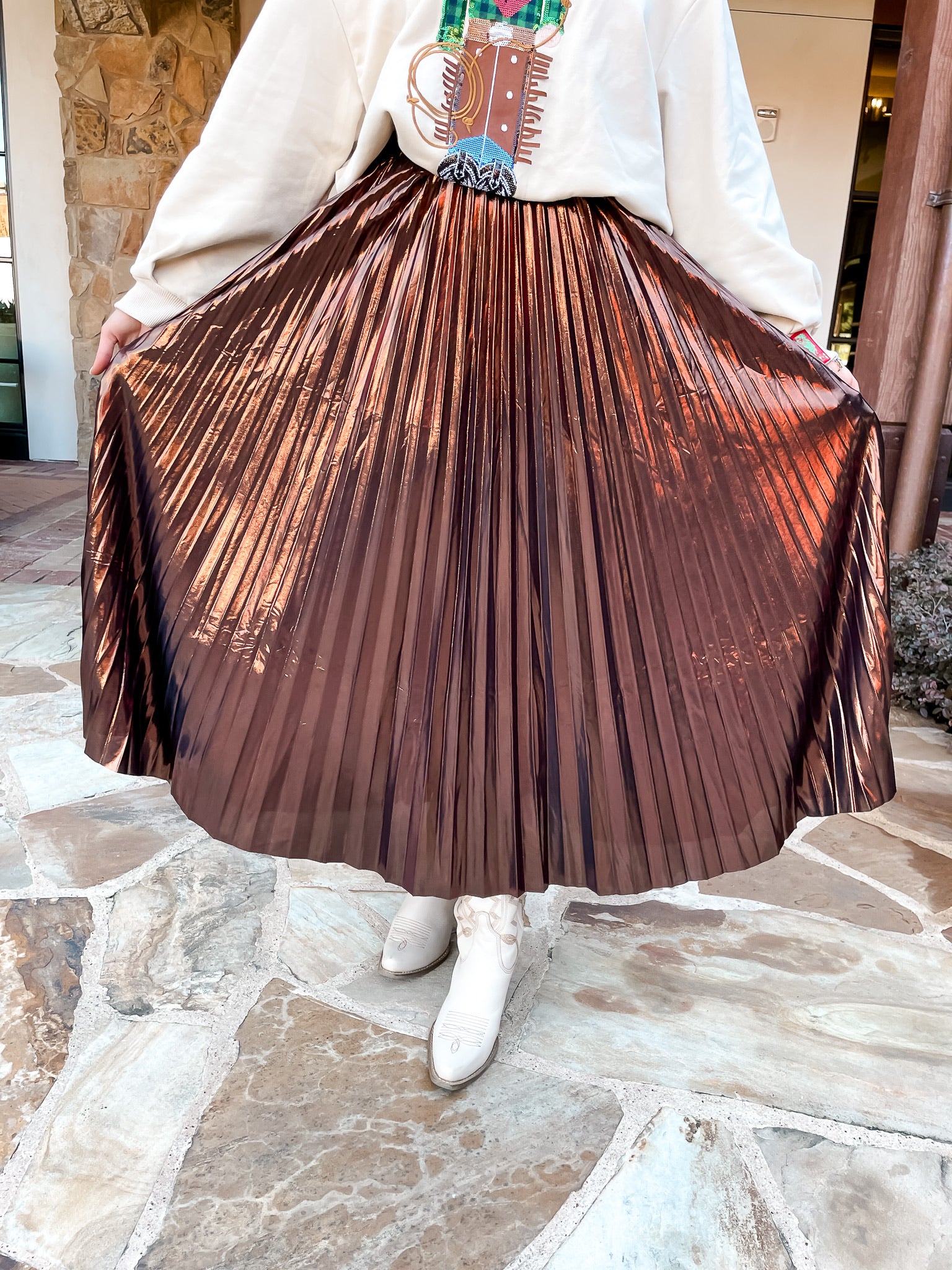 Alessandra Pleated Skirt - Gunmetal