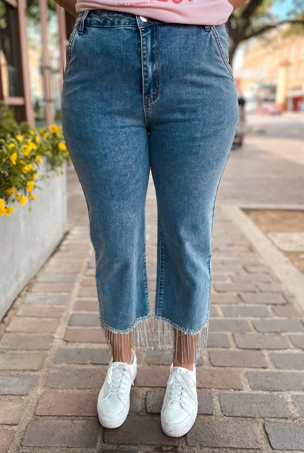 Cropped Rhinestone Jeans
