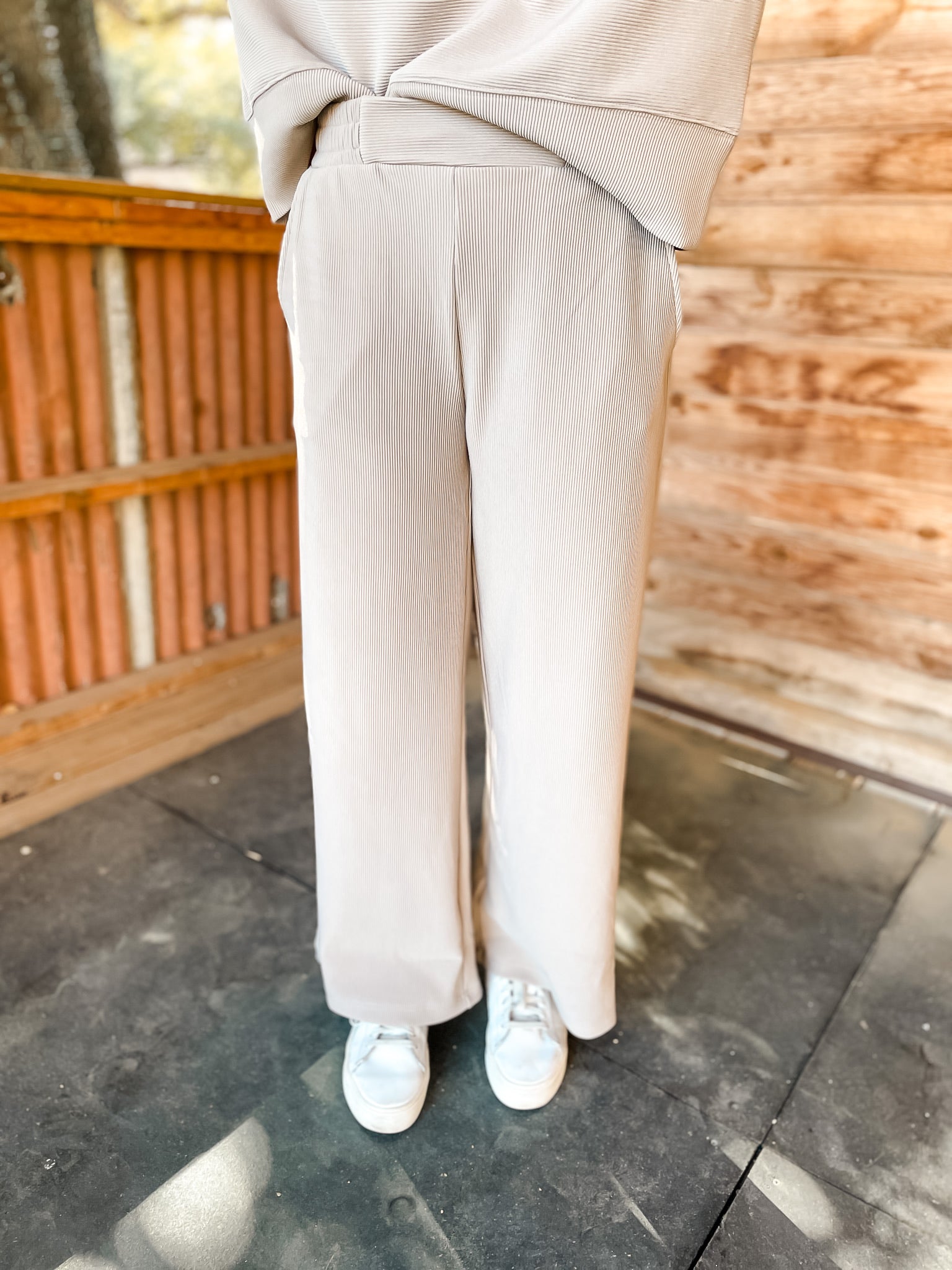 Ribbed Pant Set - Light Mocha