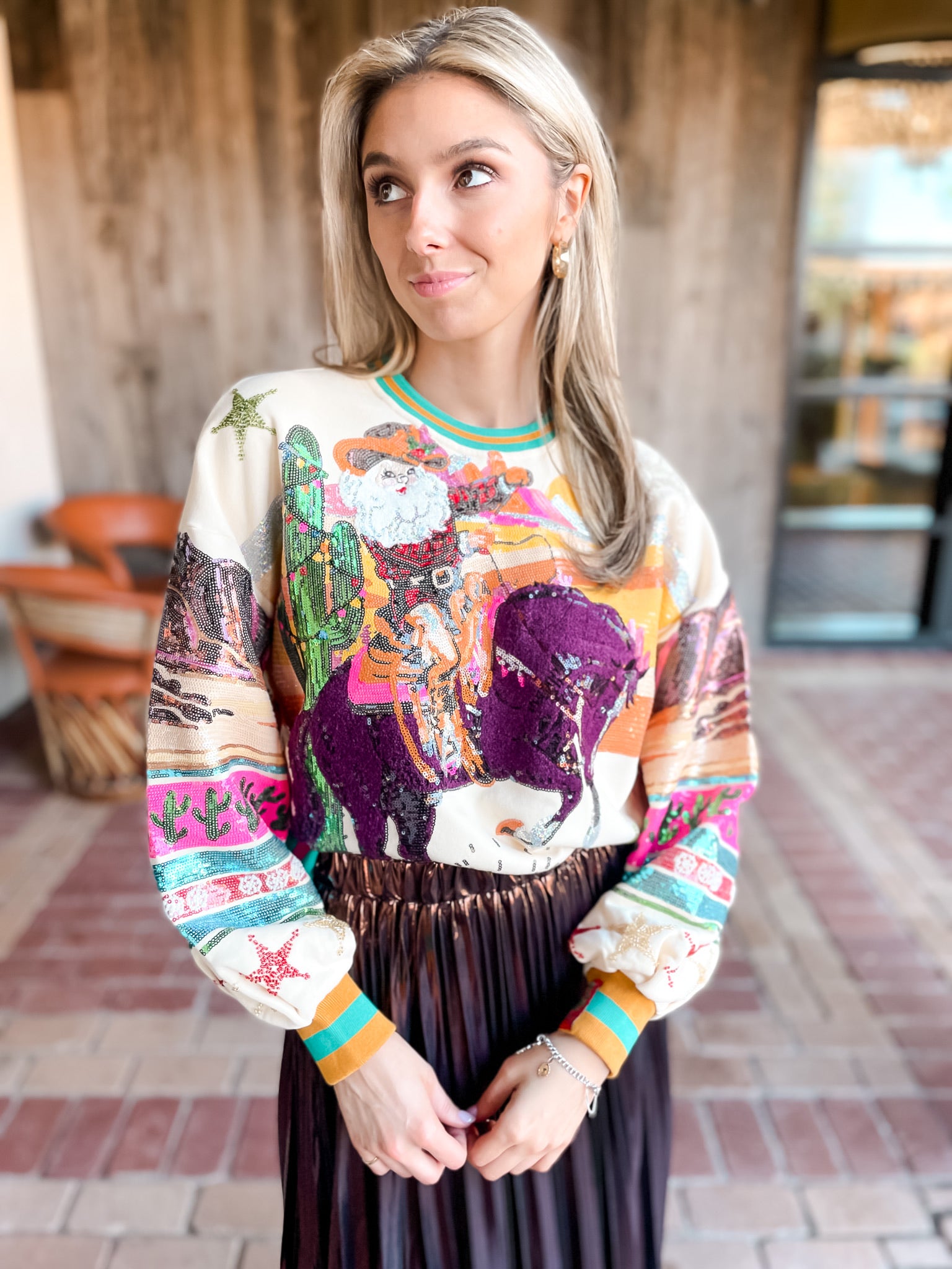 Vintage Cowboy Santa Sweater