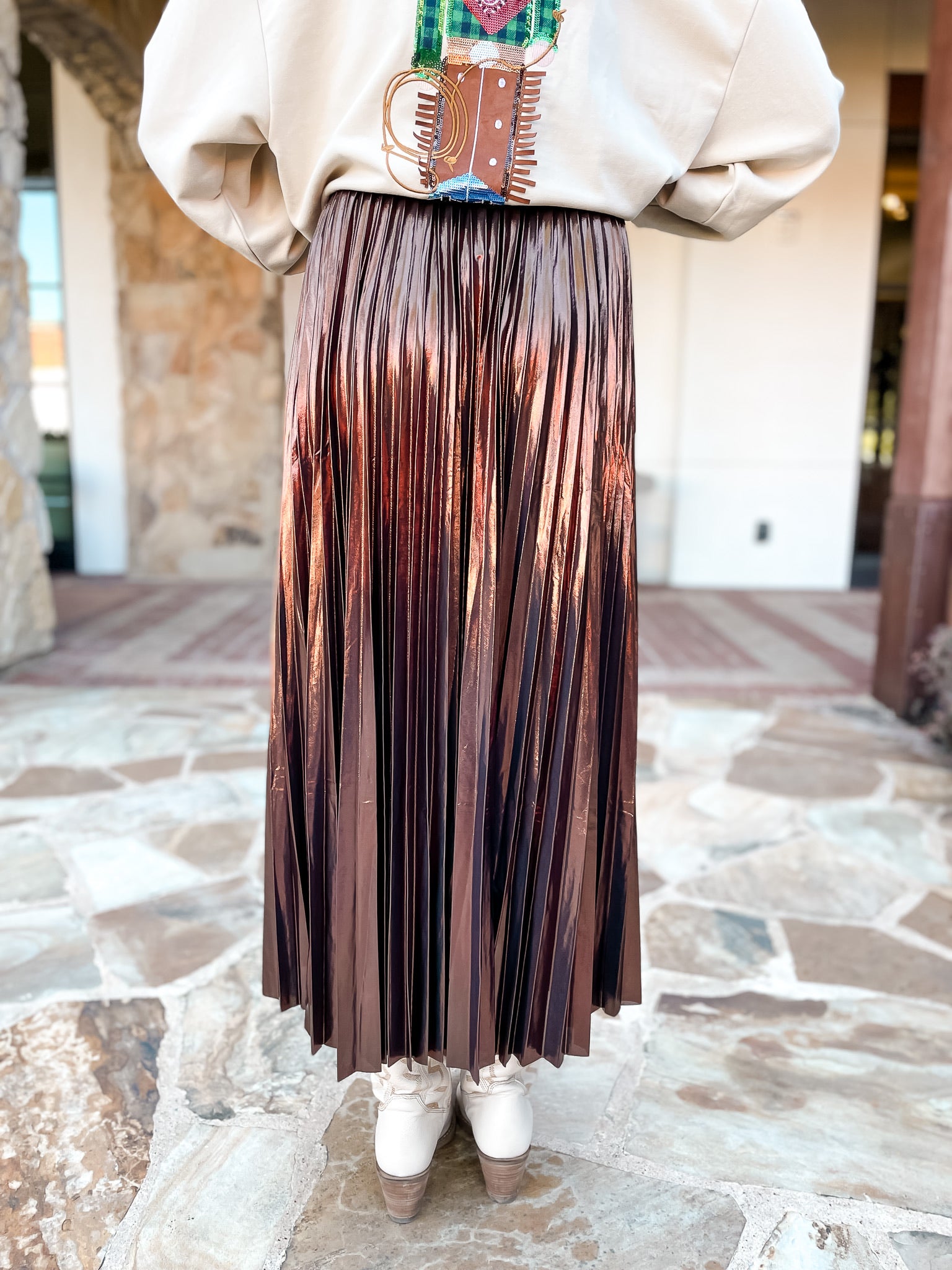 Alessandra Pleated Skirt - Gunmetal