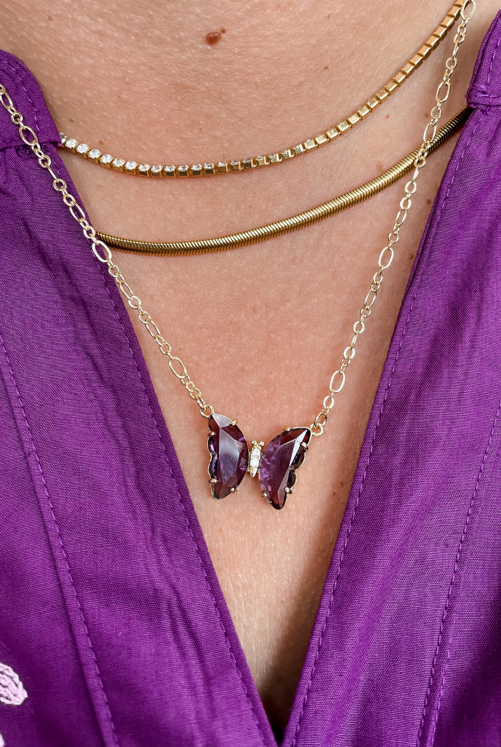 Flighty Butterfly Necklace - Purple