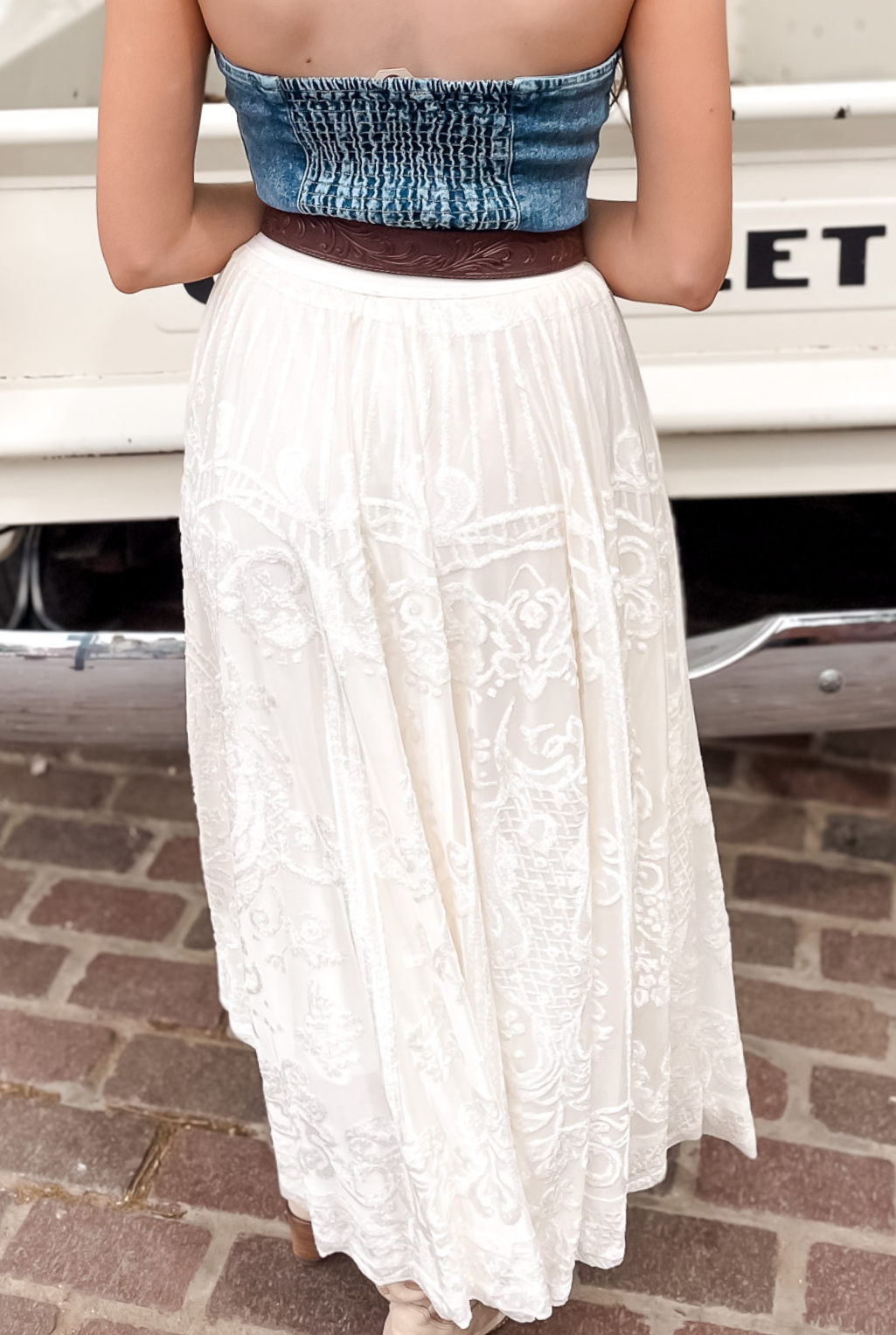 Burnout Maxi Skirt - Ivory