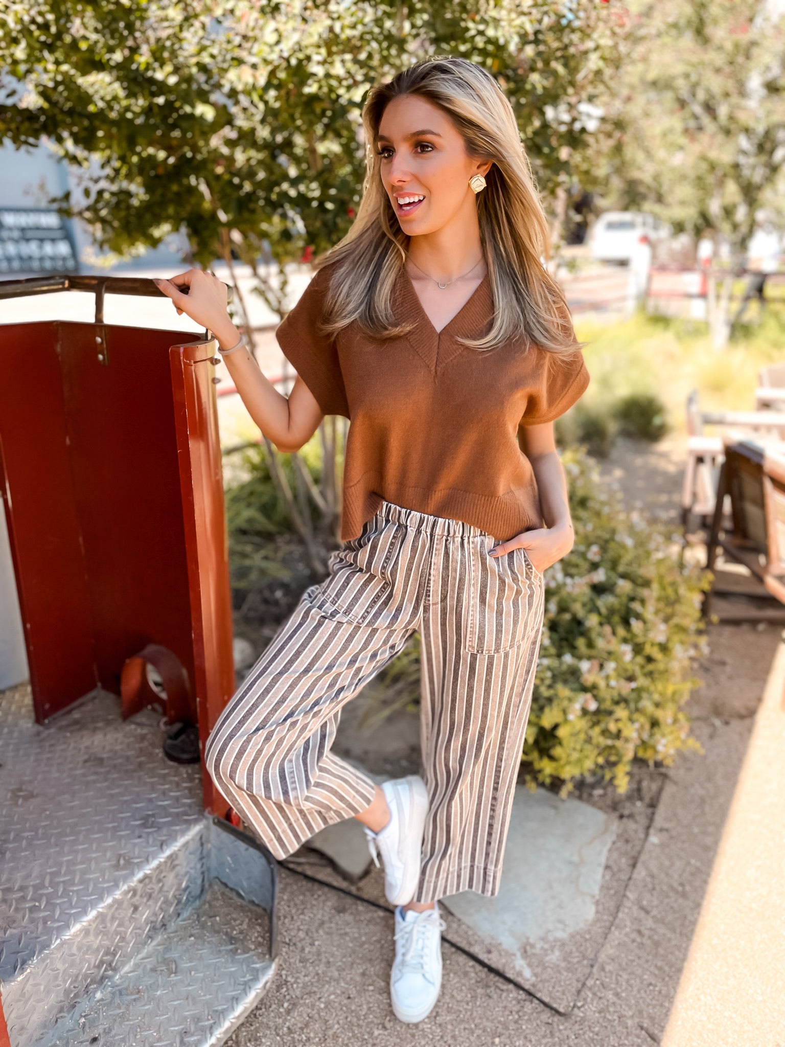Brown Stripe Denim Jean