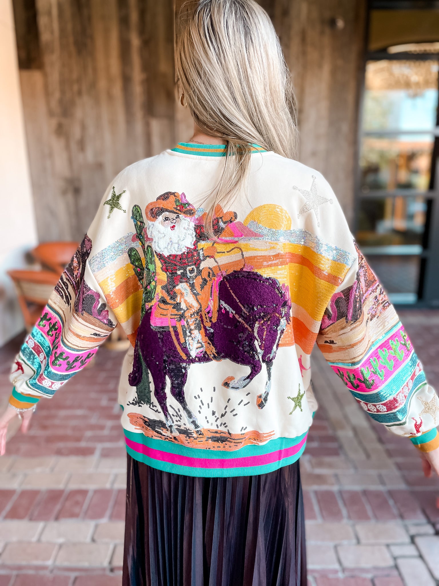 Vintage Cowboy Santa Sweater