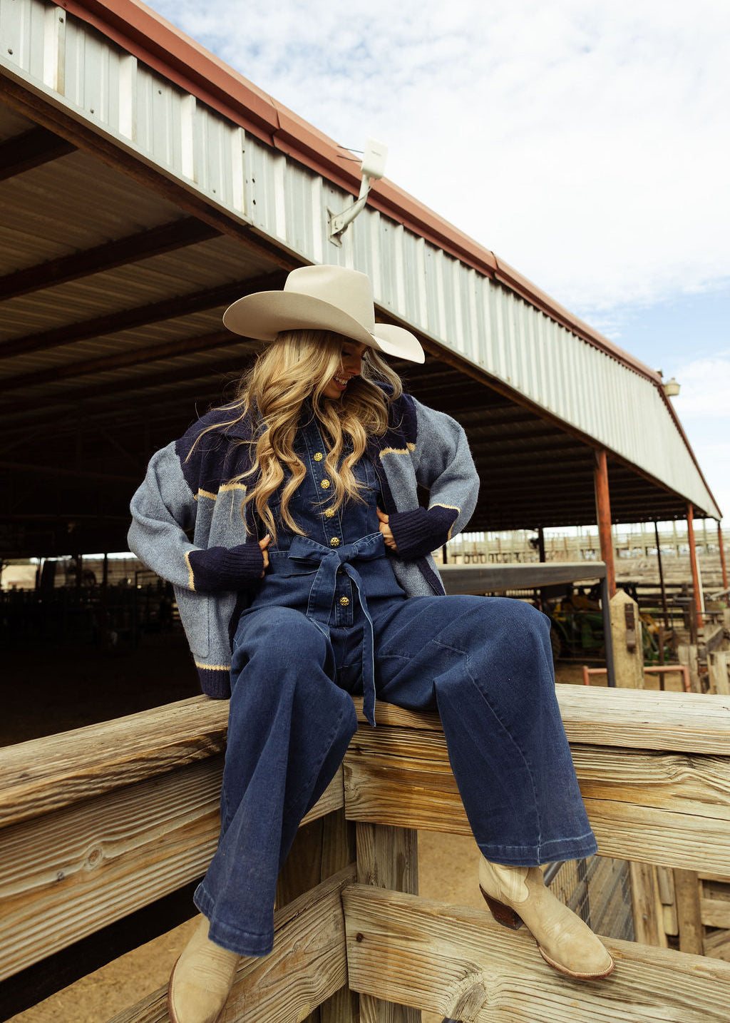 Buttons Of Gold Denim Jumpsuit