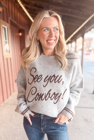 See You Cowboy Sweater - Grey - Tucker Brown