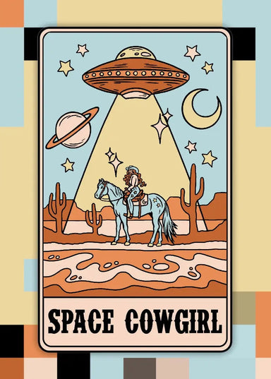 Space Cowgirl Card Sticker - Tucker Brown