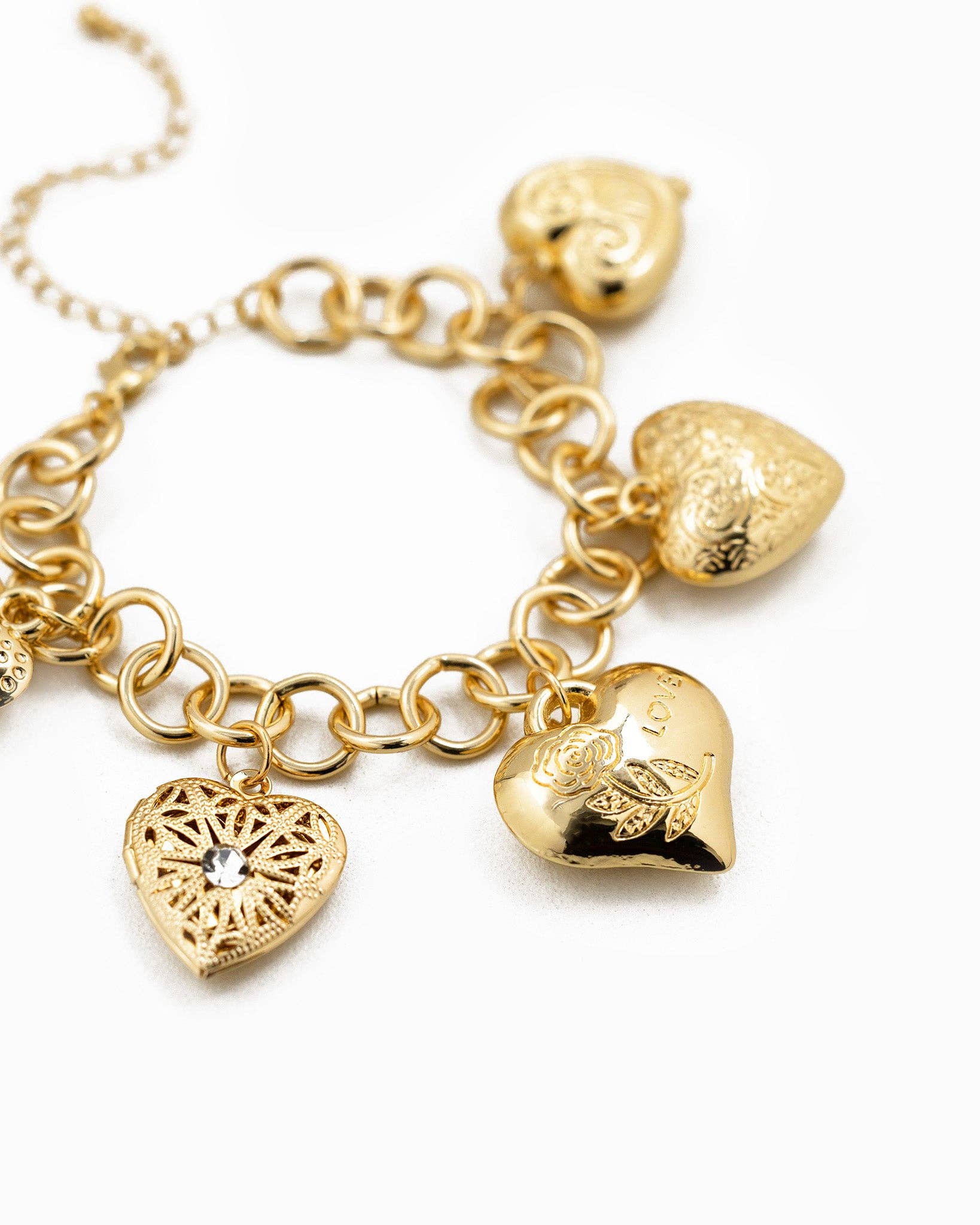 Chunky Heart Charm Bracelet