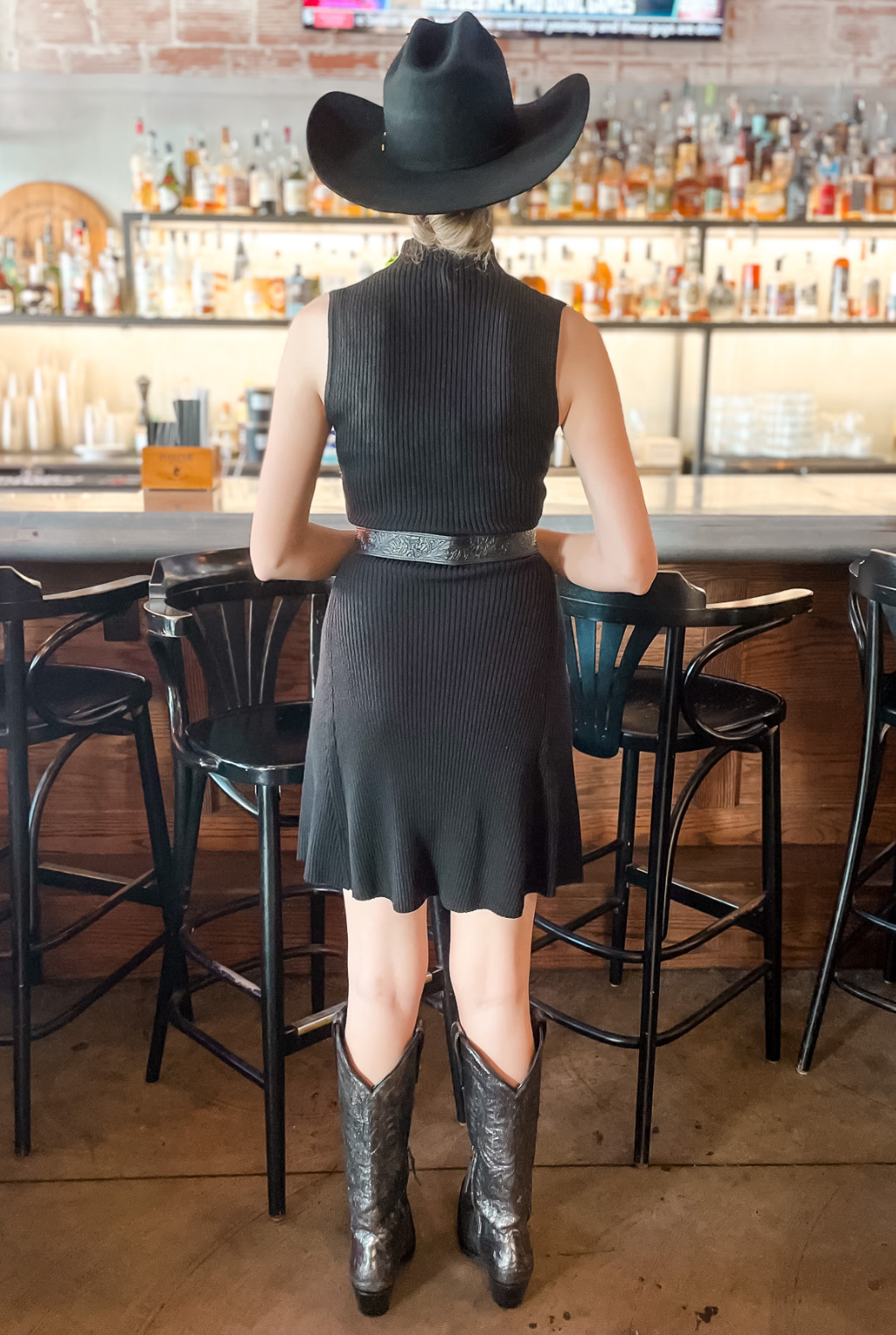 Dorothy Knit Skater Dress - Black