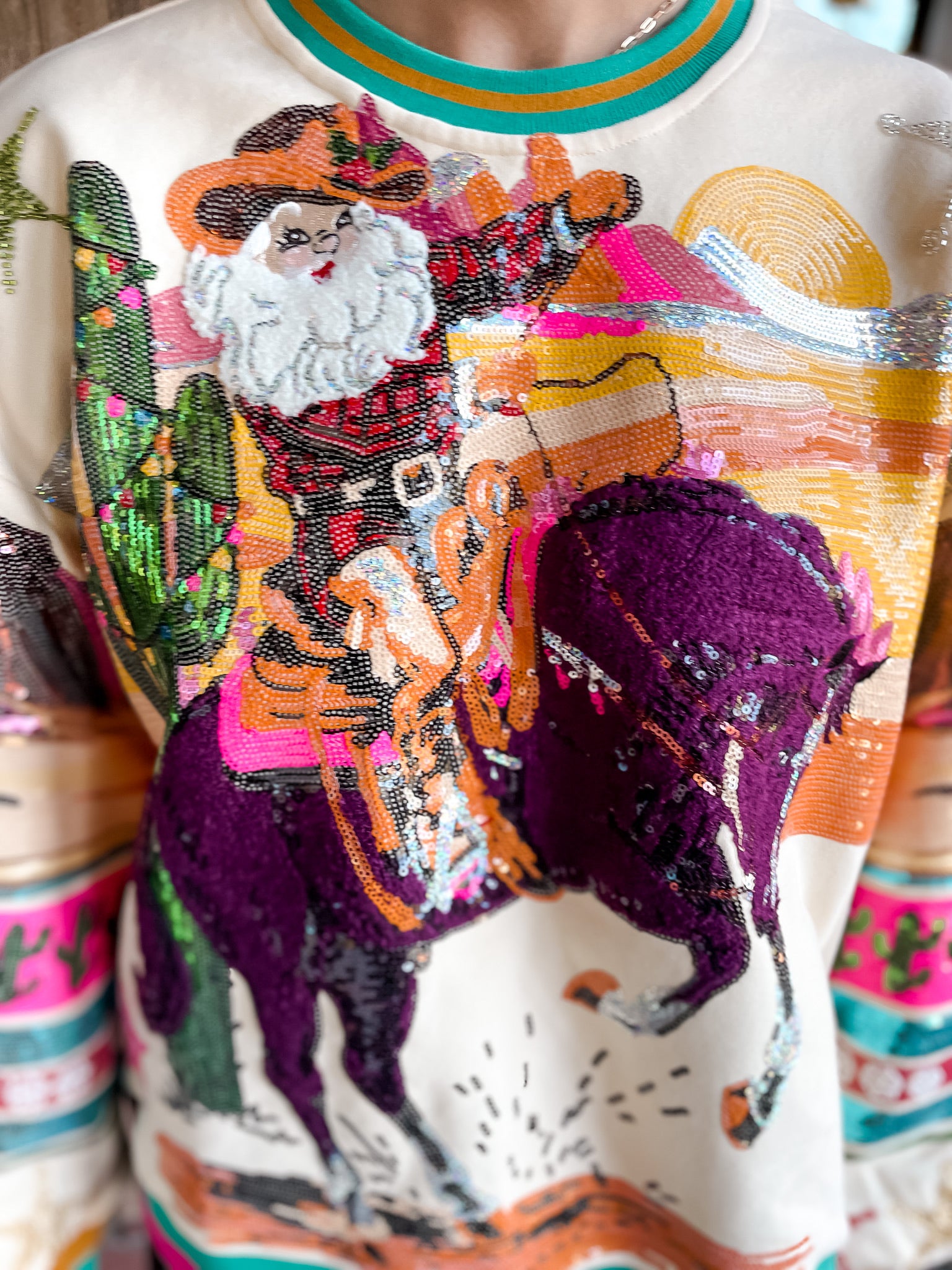 Vintage Cowboy Santa Sweater