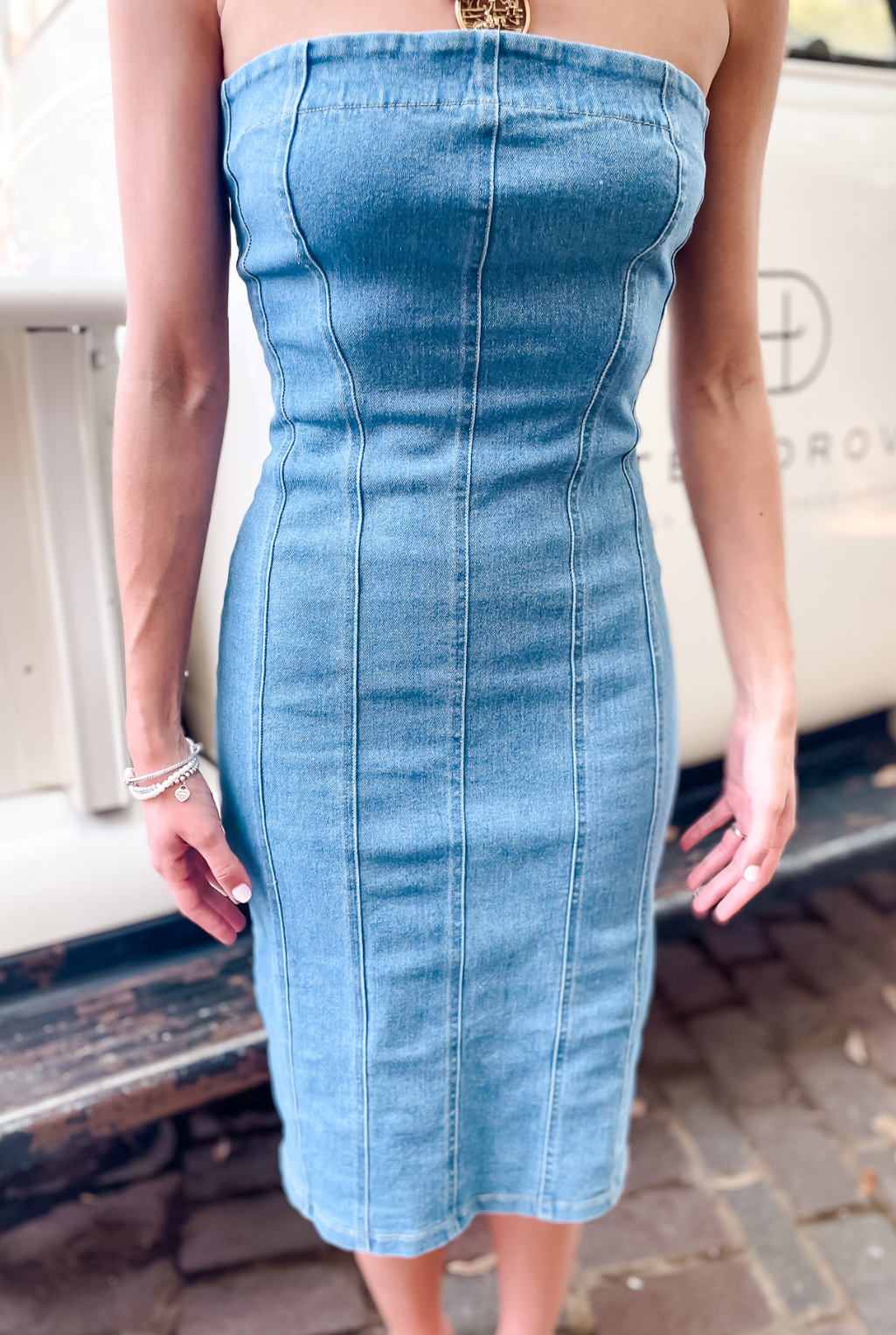Strapless Dress - Medium Denim
