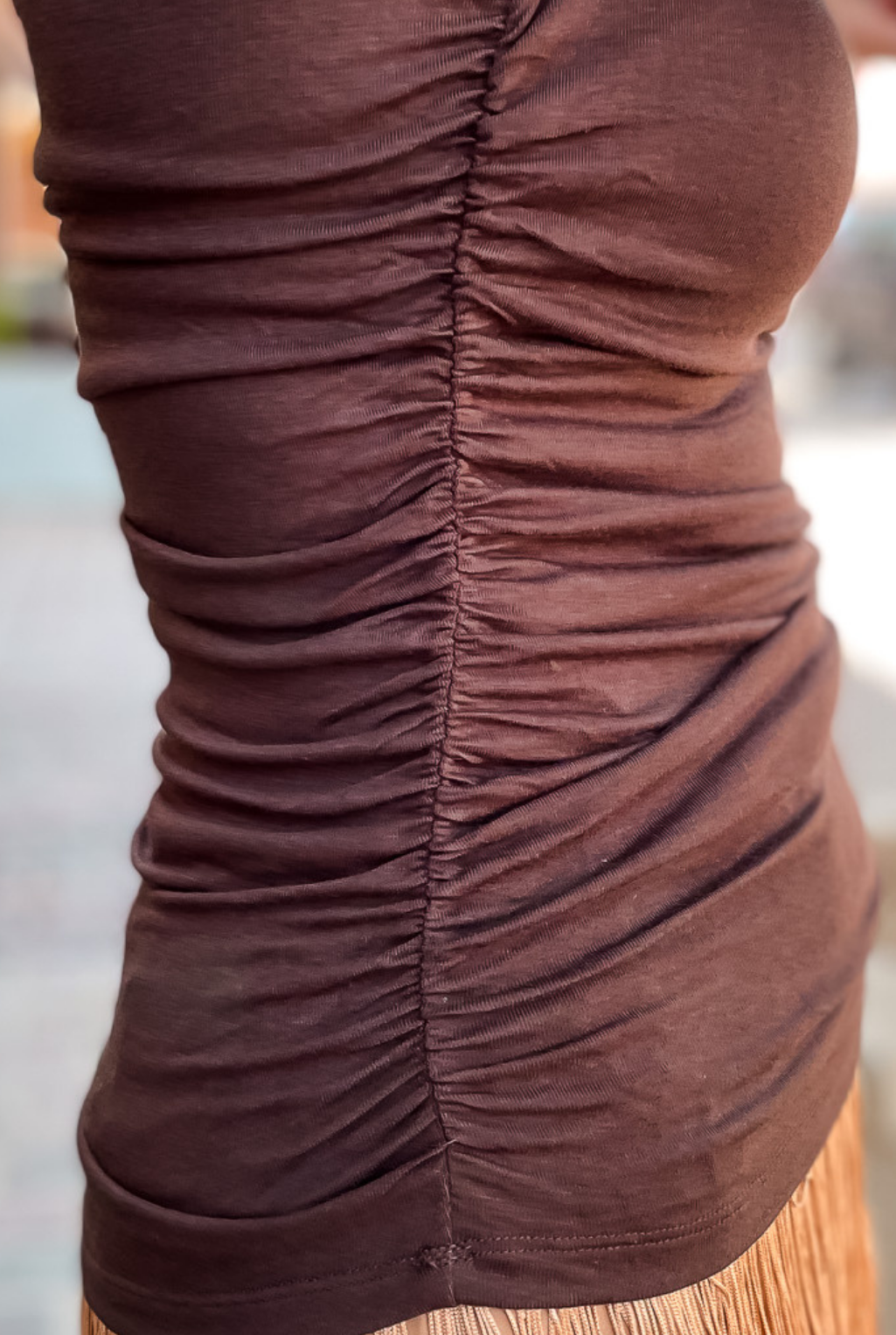 All About You Ruched Top - Brown