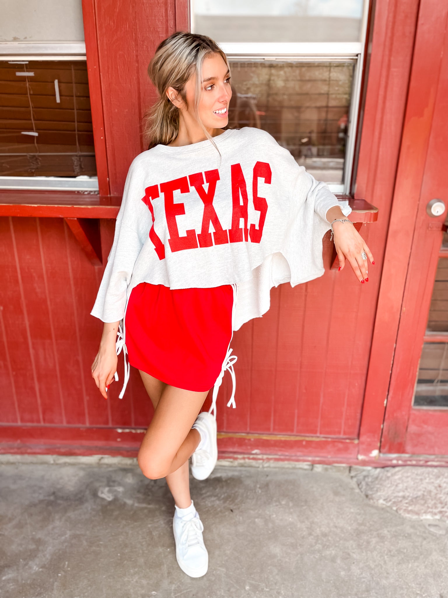 Texas Oversized Cropped Sweatshirt - Orange