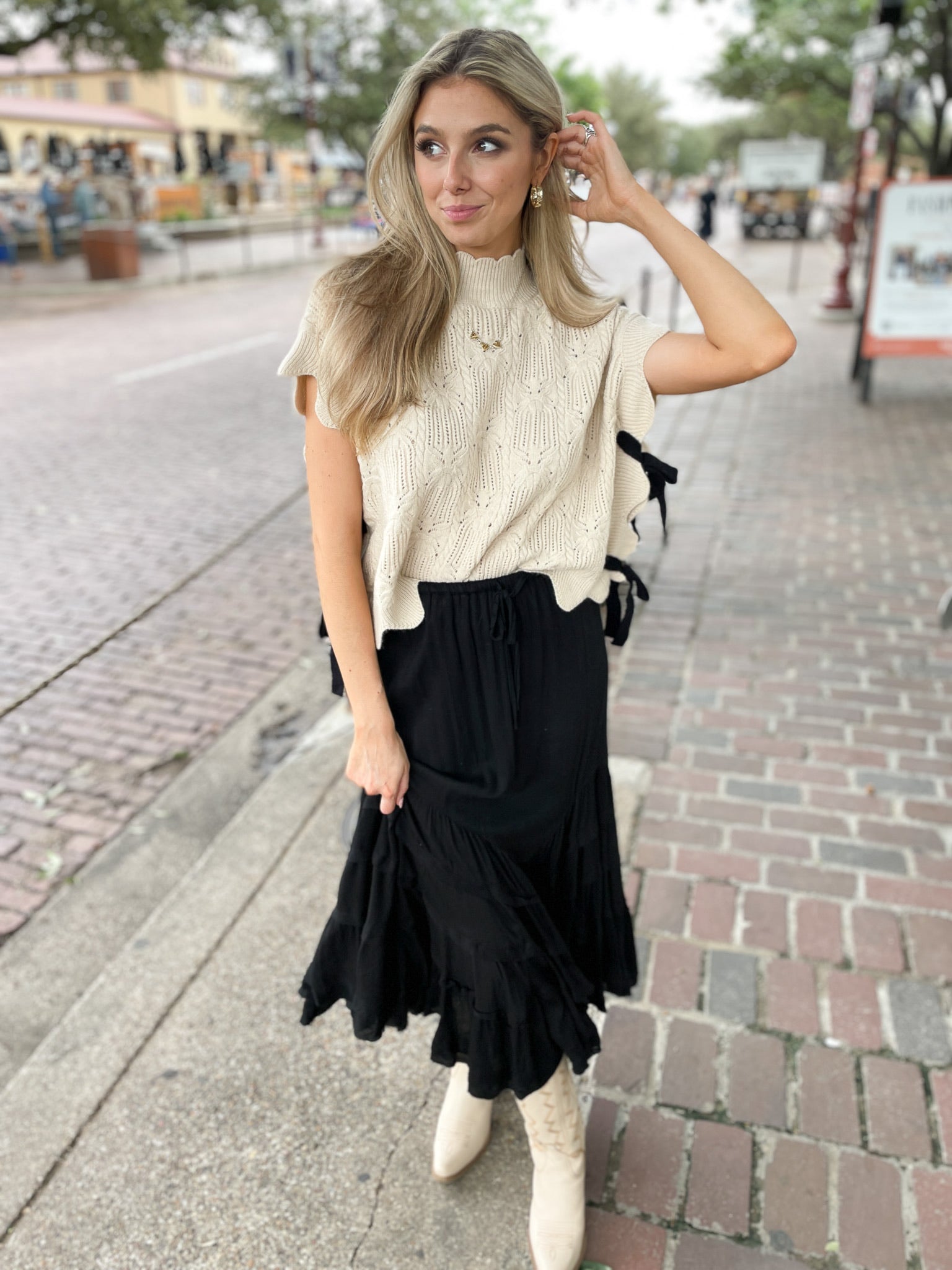 Wave Tiered Skirt - Black